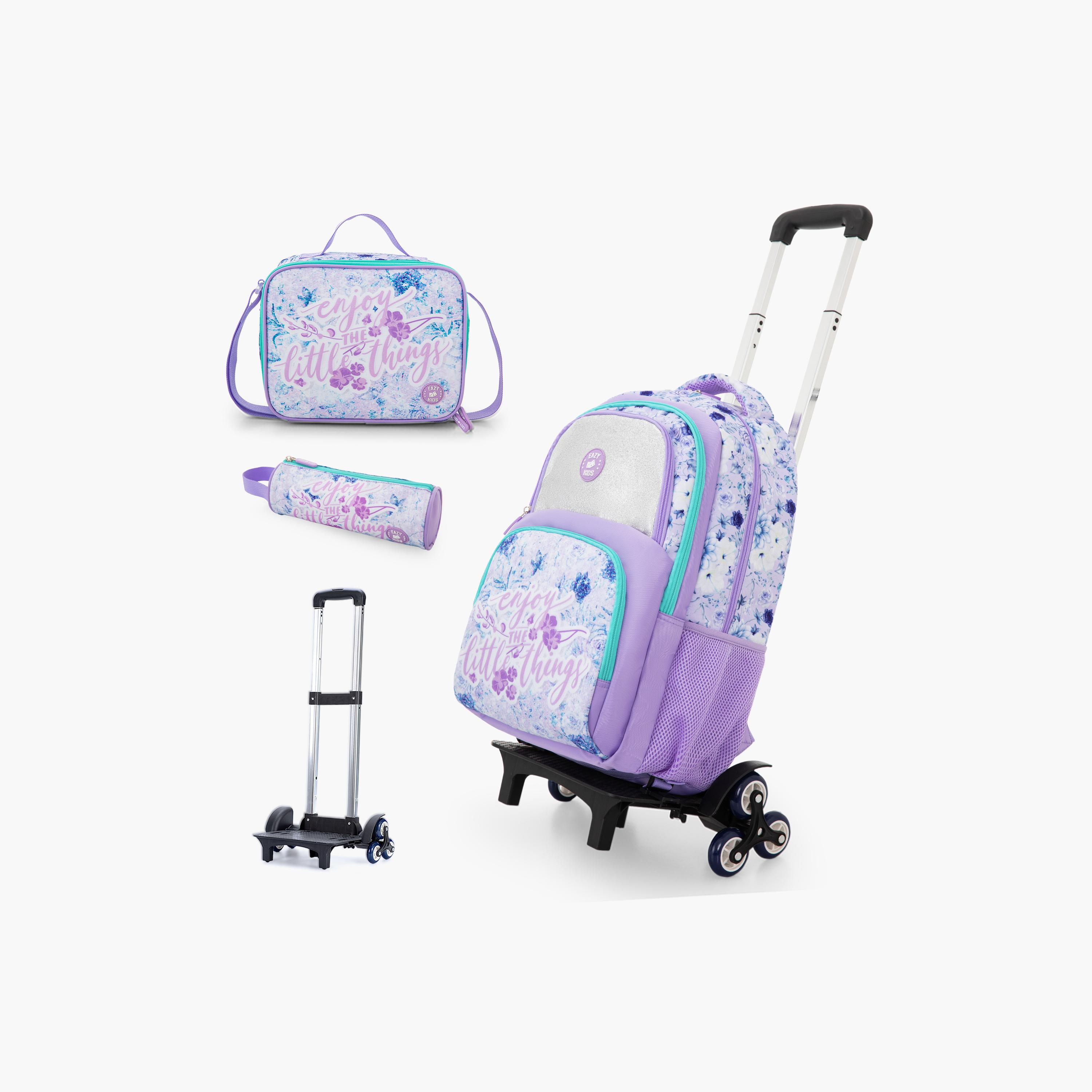 Eazy Kids Universal School Bag & Pencil Bag & Lunch Bag with Trolley - 18 Inch-school-bagsandbackpacks-trolleybags-image-1