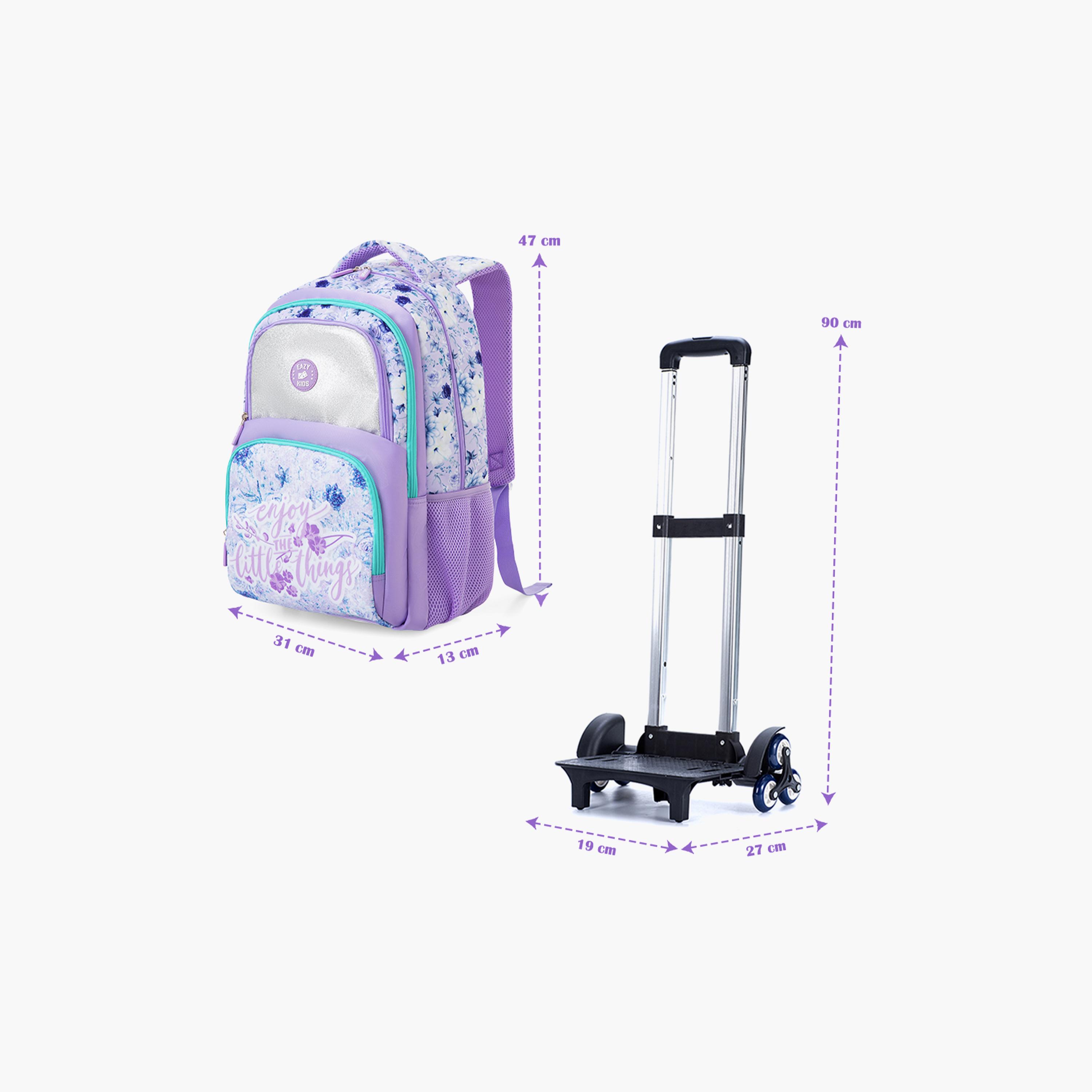 Eazy Kids Universal School Bag & Pencil Bag & Lunch Bag with Trolley - 18 Inch-school-bagsandbackpacks-trolleybags-image-10