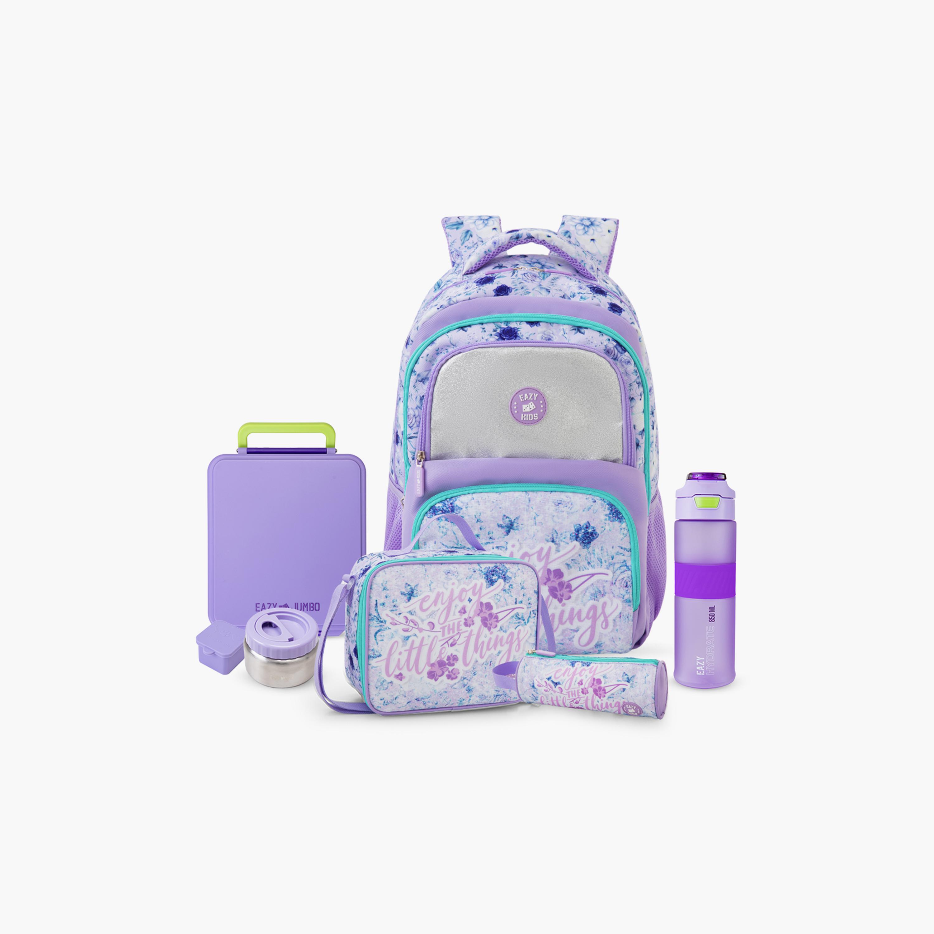 Eazy Kids School Bag & Pencil Bag & Lunch Bag with Tritan Bottle & Jumbo Bento Lunch Box - 18 Inch-school-bagsandbackpacks-sets-image-1