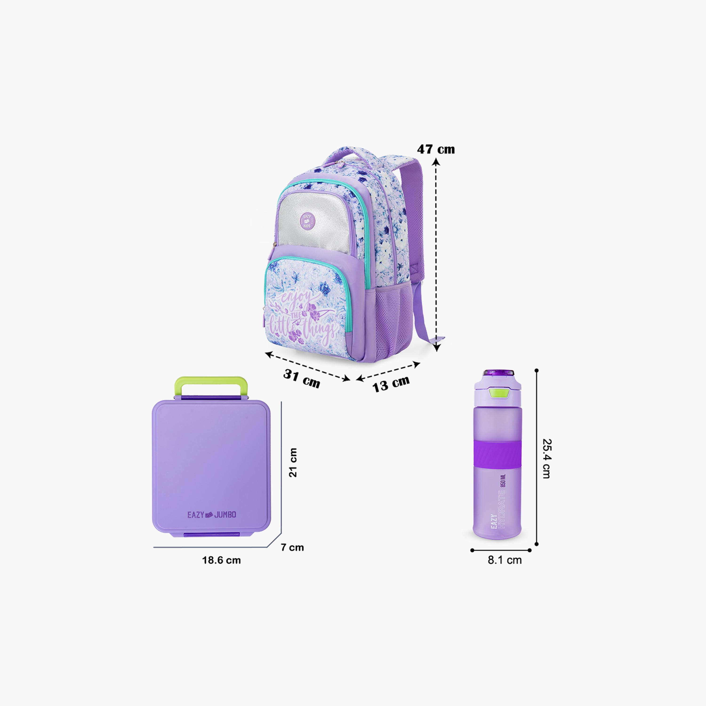 Eazy Kids School Bag & Pencil Bag & Lunch Bag with Tritan Bottle & Jumbo Bento Lunch Box - 18 Inch-school-bagsandbackpacks-sets-image-9