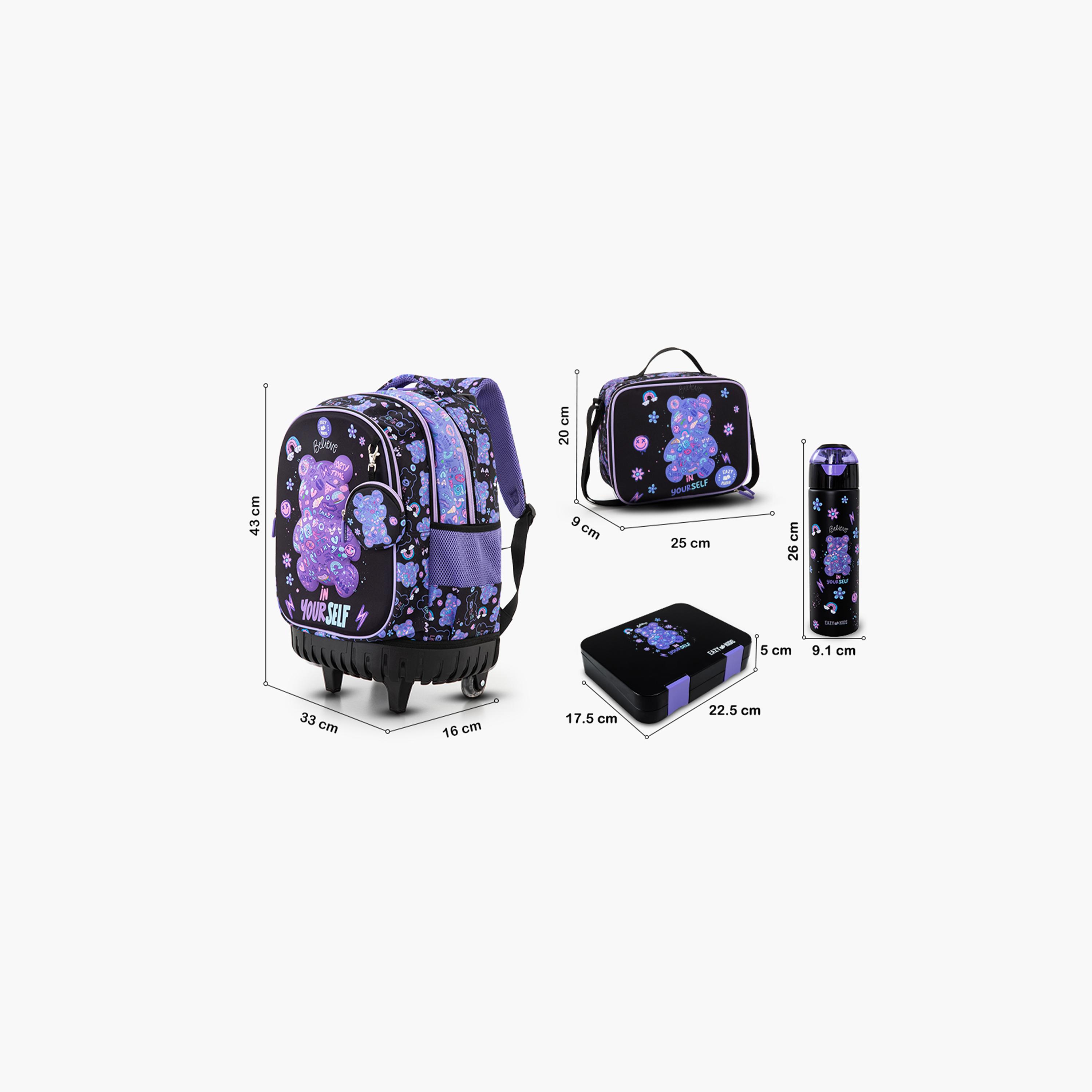 Eazy Kids Trolley School Bag & Pencil Bag & Lunch Bag with Insulated Bottle & Lunch Box - 18 Inch-school-bagsandbackpacks-trolleybags-image-14