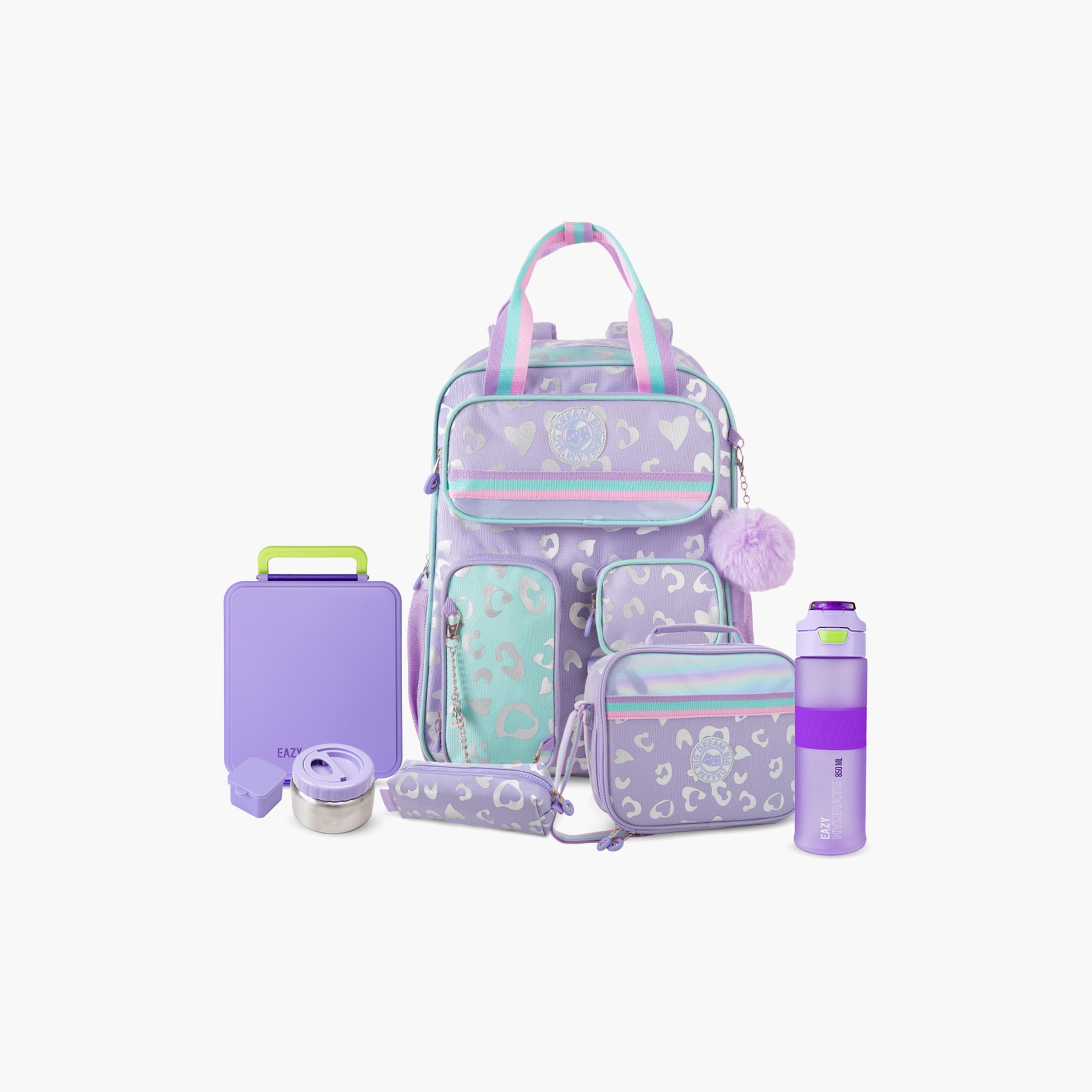 Eazy Kids School Bag & Pencil Bag & Lunch Bag with Tritan Bottle & Jumbo Bento Lunch Box - 17 Inch-school-bagsandbackpacks-sets-image-1