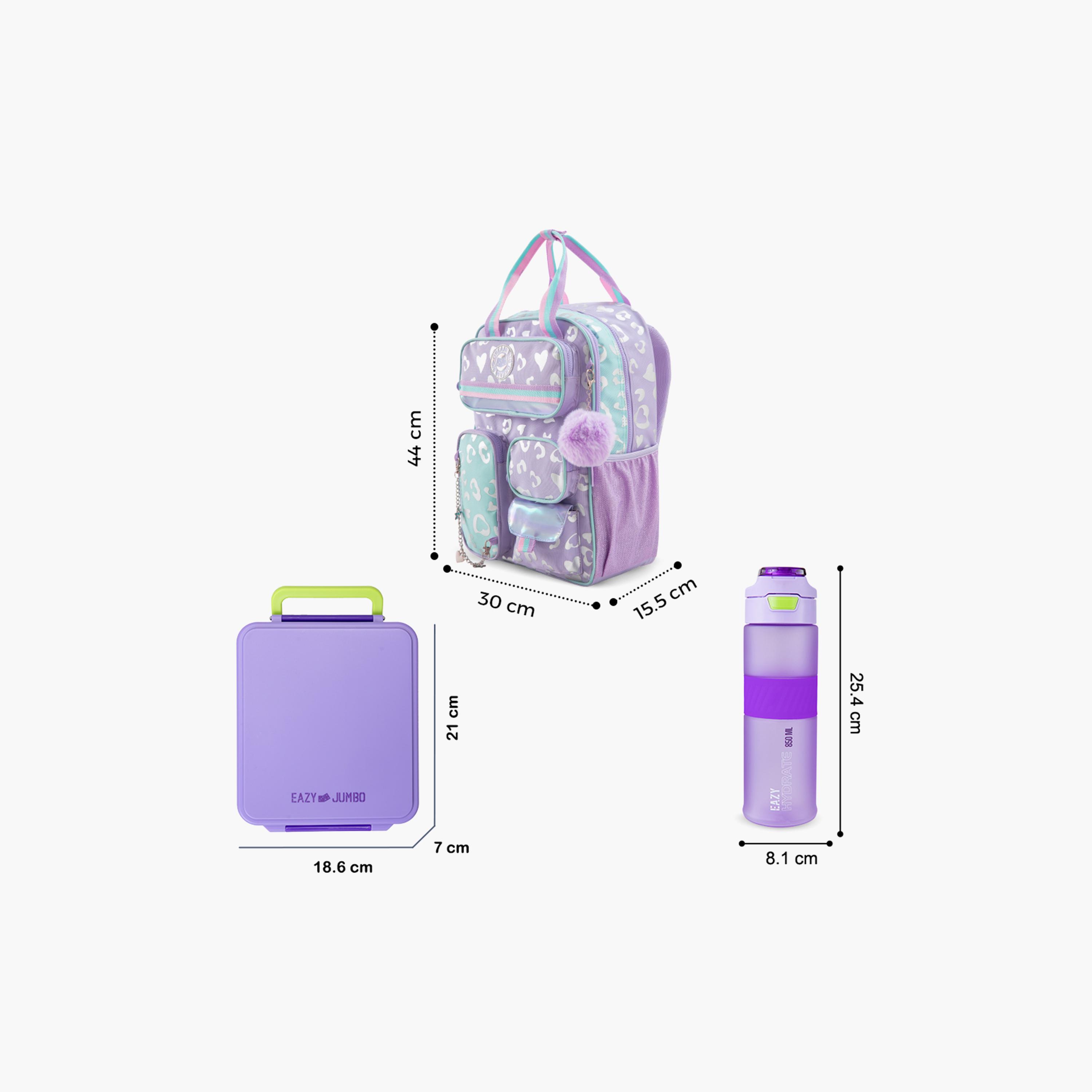 Eazy Kids School Bag & Pencil Bag & Lunch Bag with Tritan Bottle & Jumbo Bento Lunch Box - 17 Inch-school-bagsandbackpacks-sets-image-9