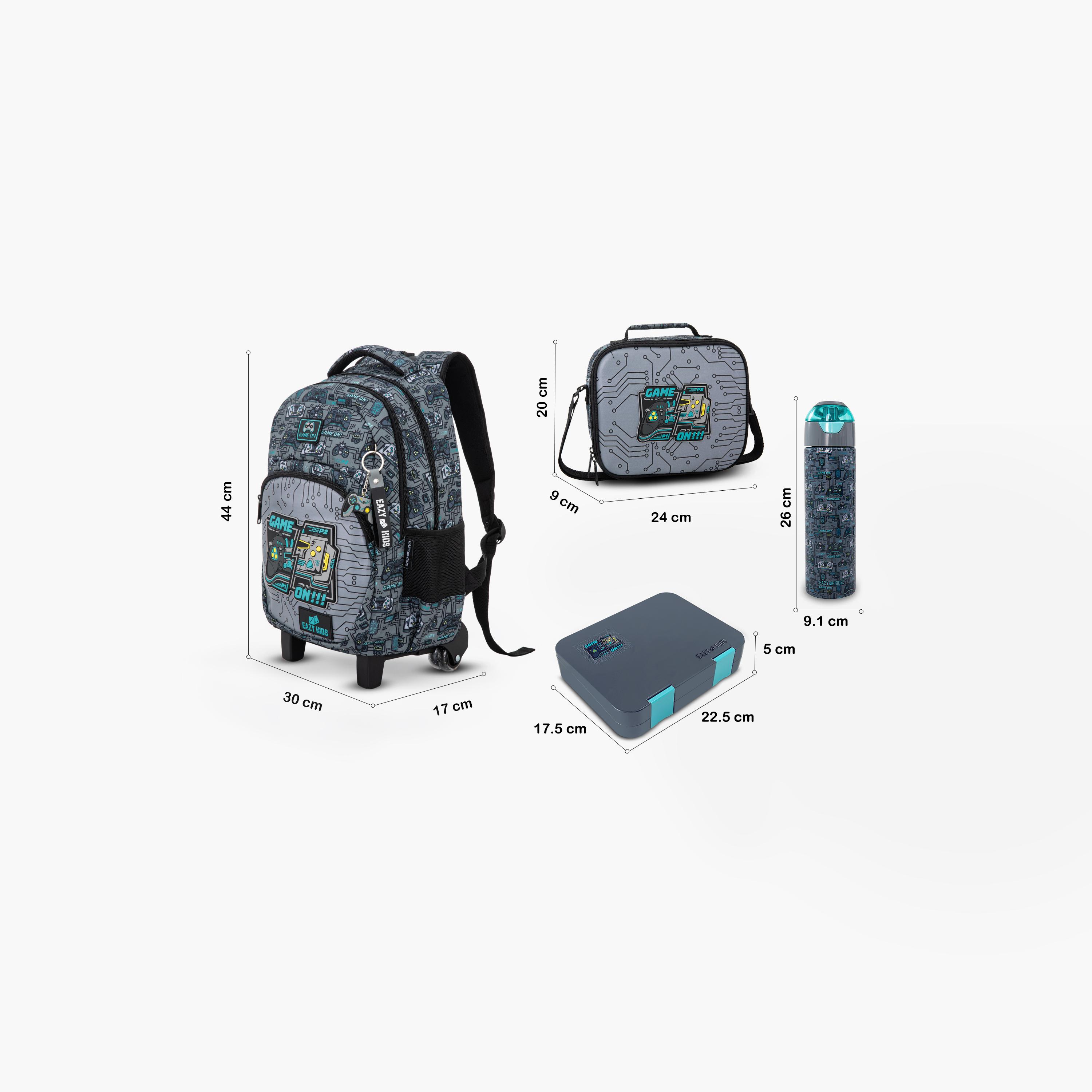 Eazy Kids Trolley School Bag & Pencil & Lunch Bag with Insulated Bottle & Bento Box - 17 Inch-school-bagsandbackpacks-trolleybags-image-11
