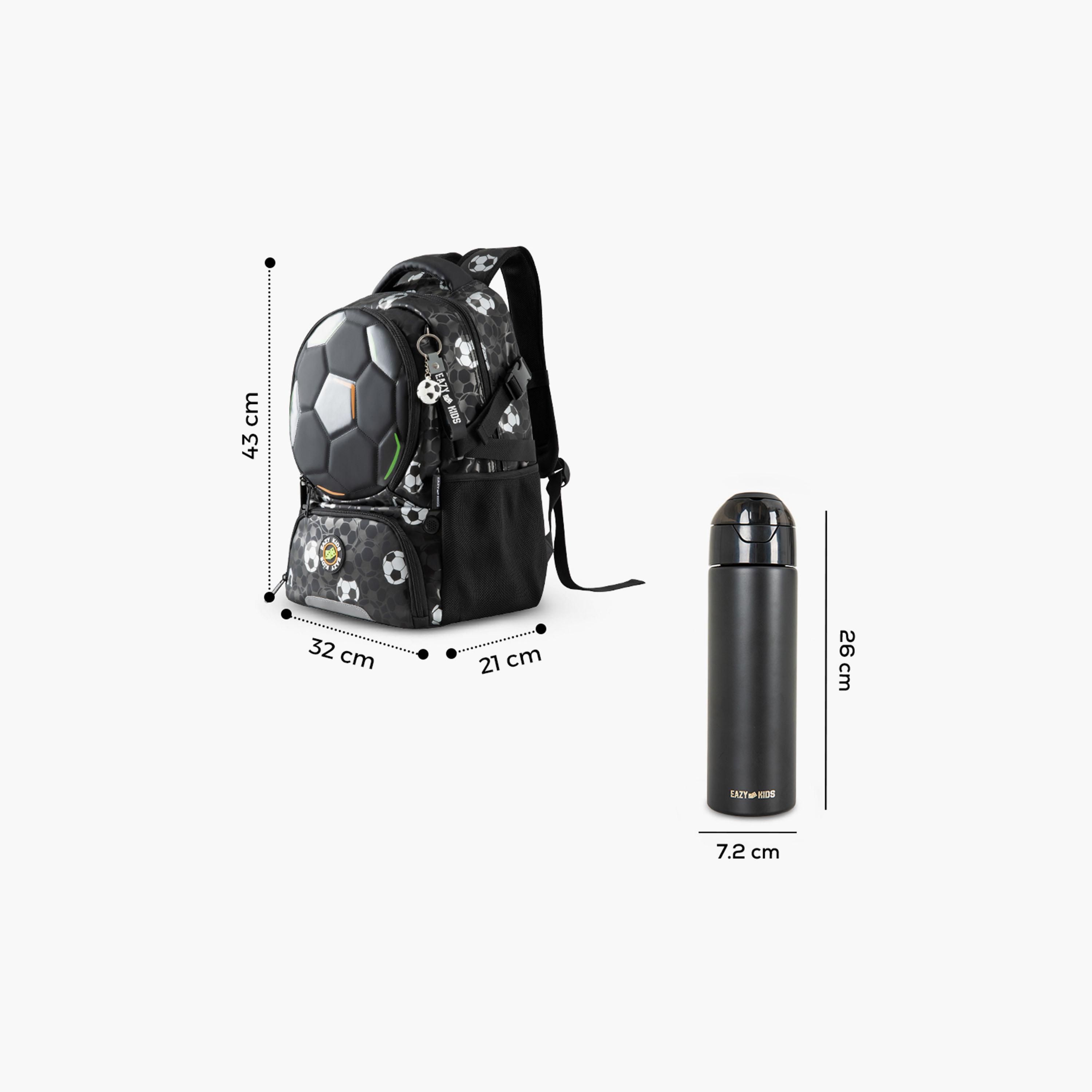Eazy Kids Footballer Bag & Pencil Bag & Lunch Bag with Football & Insulated SS Bottle Set - 17 Inch-school-bagsandbackpacks-sets-image-7