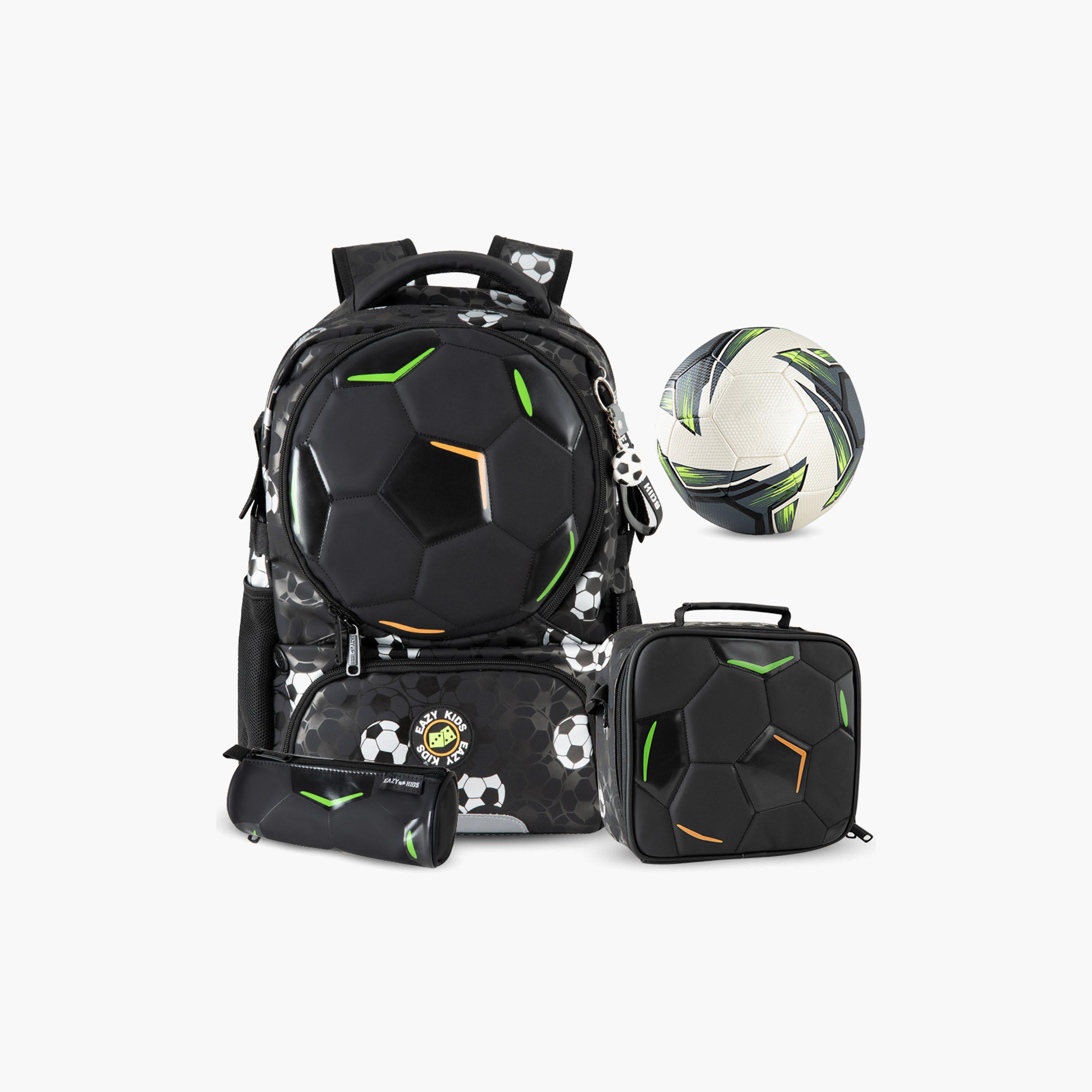 Eazy Kids Footballer Bag & Pencil Bag & Lunch Bag with Football & Insulated SS Bottle Set - 17 Inch-school-bagsandbackpacks-sets-image-8