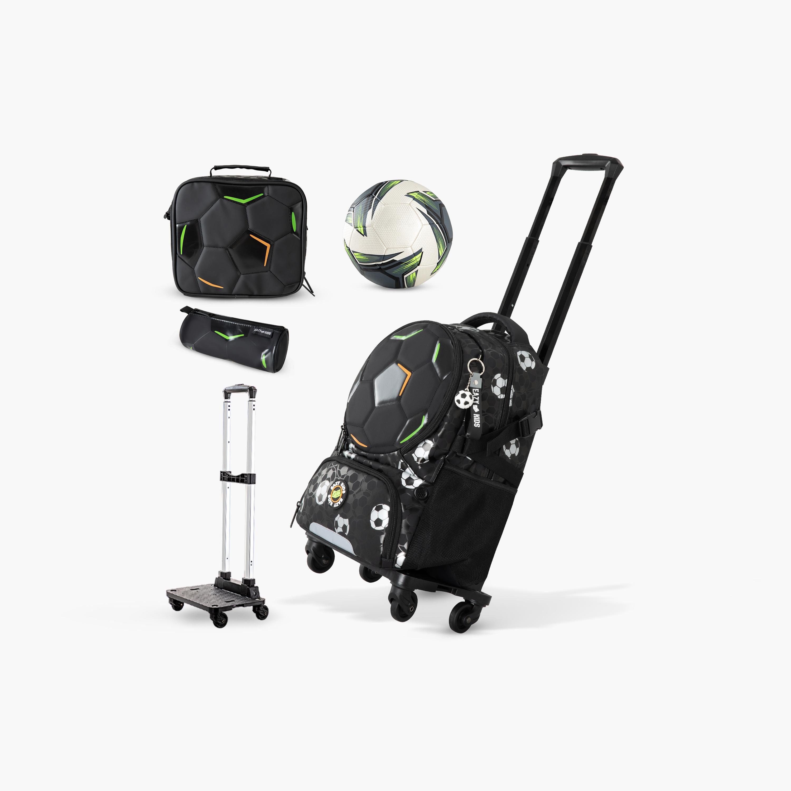 Eazy Kids Footballer Bag & Lunch Bag with Football & 4 Wheel Trolley Set-school-bagsandbackpacks-trolleybags-image-1