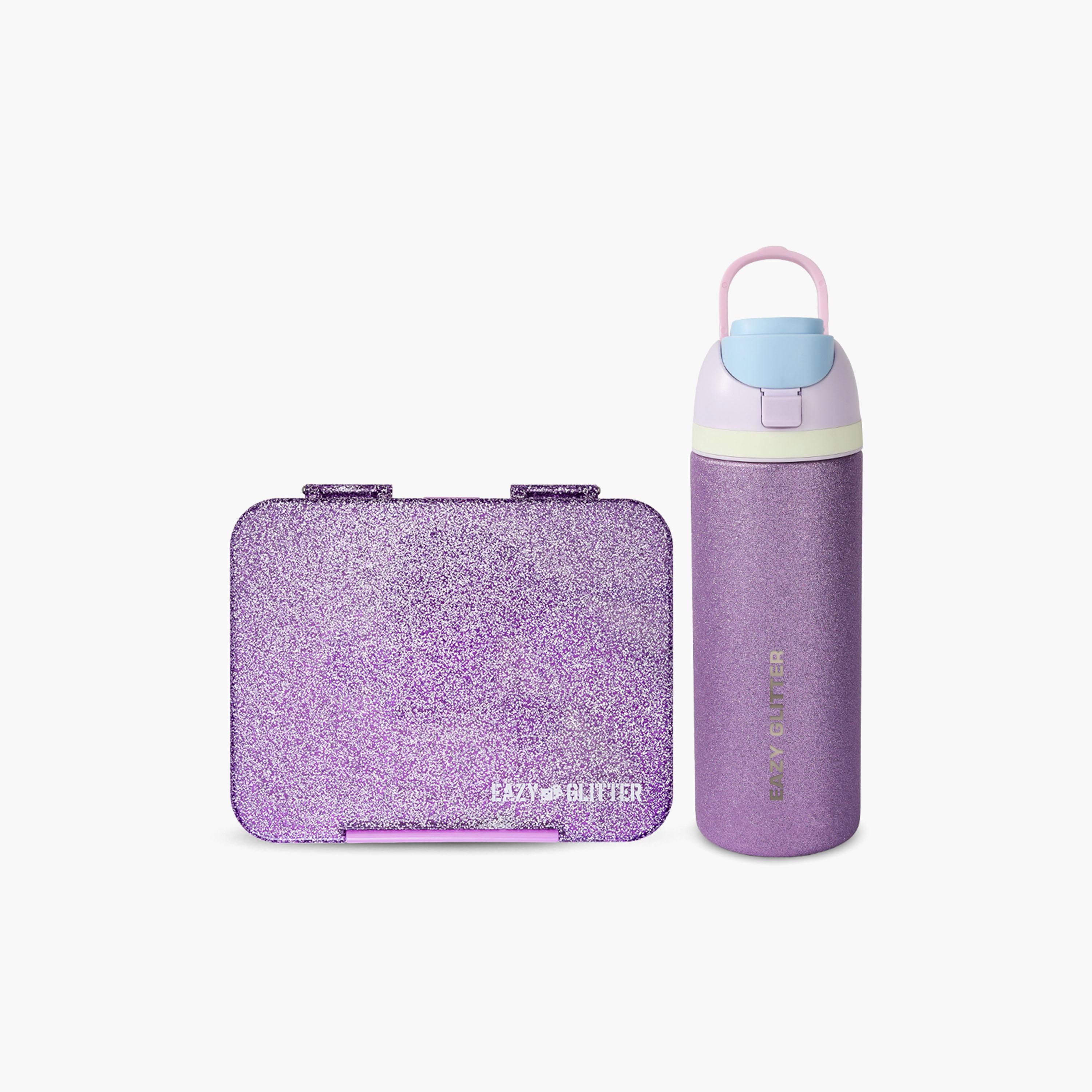 Eazy Kids Convertible Bento Lunch Box & Glitter SS Water Bottle with Cutlery & Bag - 720 ml-school-lunchessentials-lunchboxes-image-1