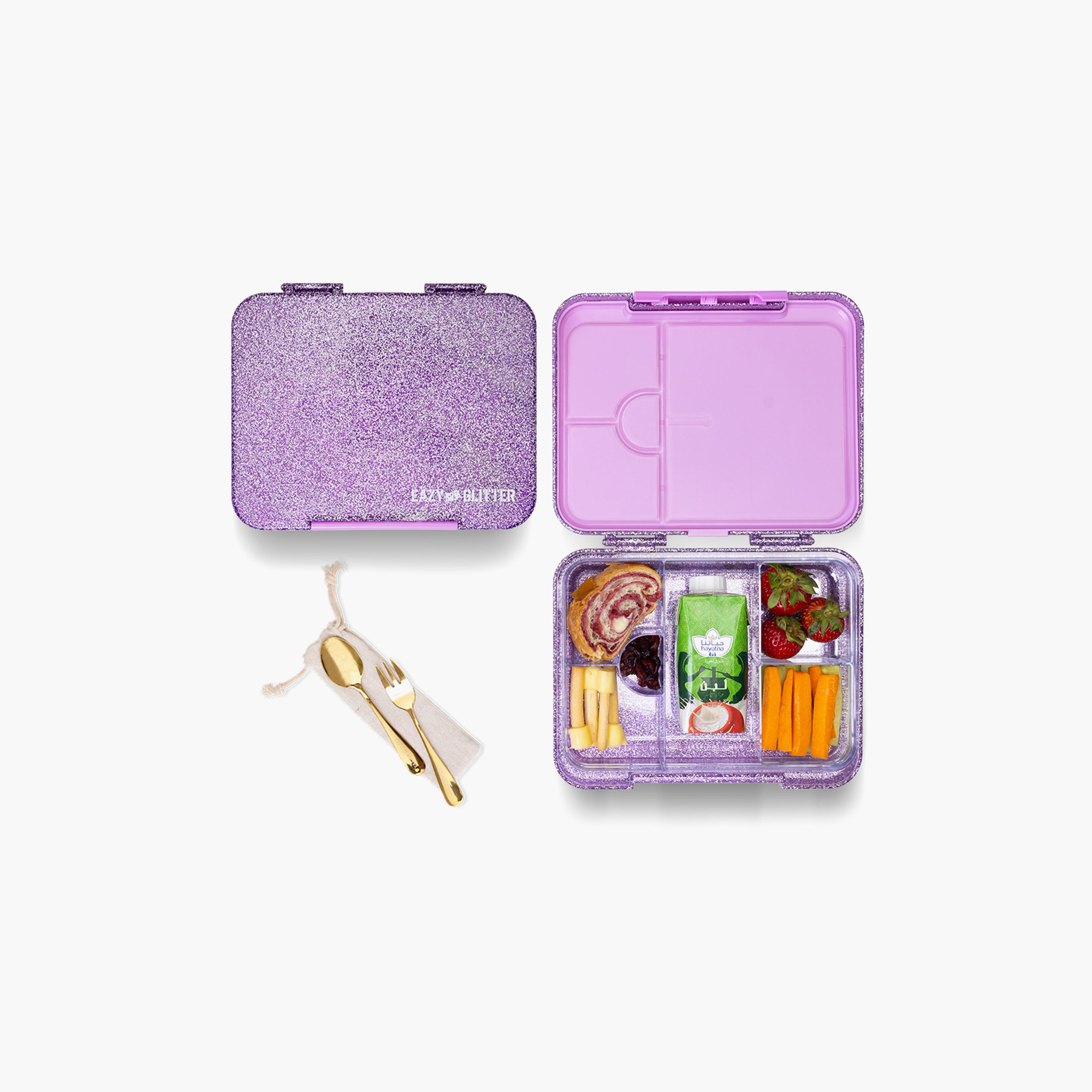 Eazy Kids Convertible Bento Lunch Box & Glitter SS Water Bottle with Cutlery & Bag - 720 ml-school-lunchessentials-lunchboxes-image-6