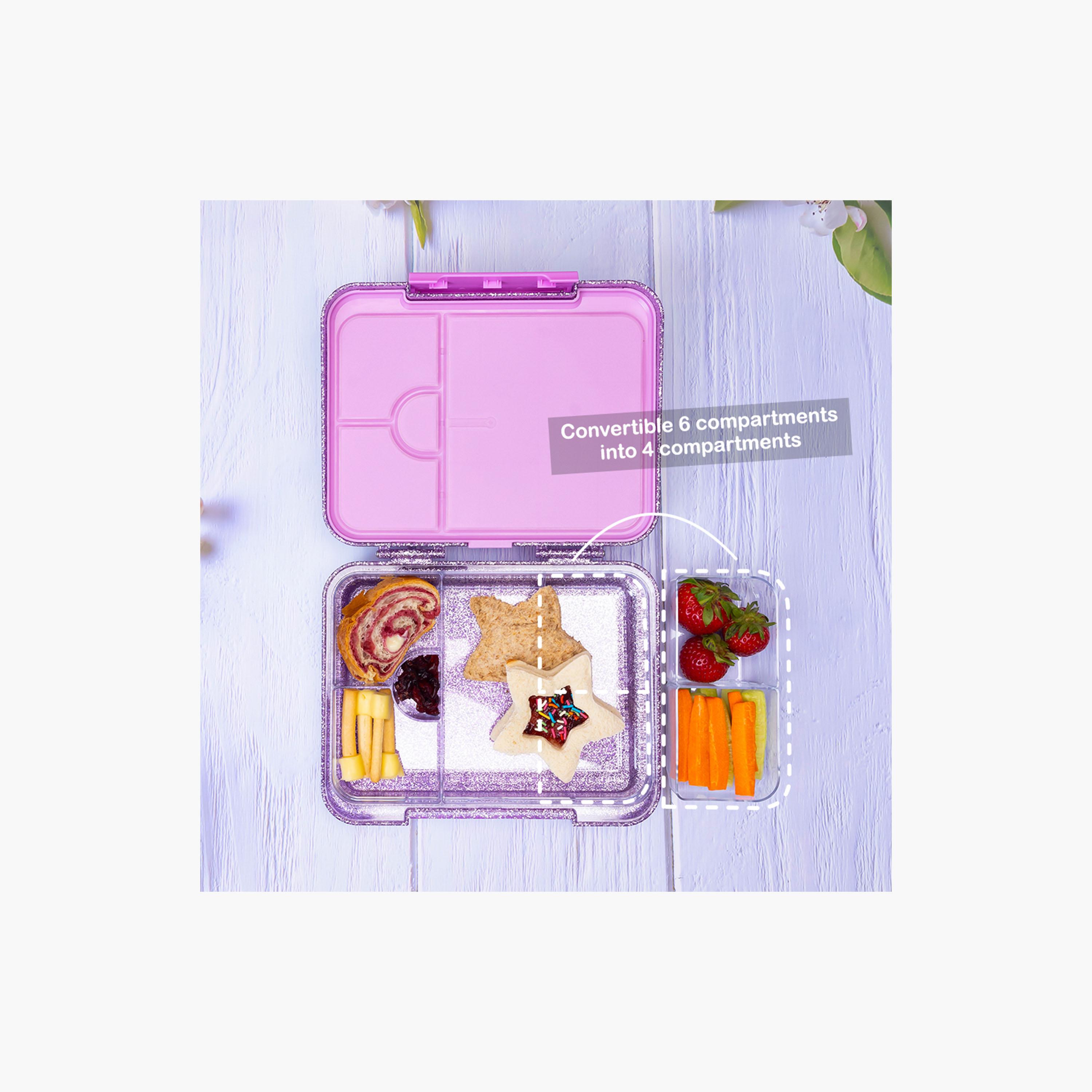 Eazy Kids Convertible Bento Lunch Box & Glitter SS Water Bottle with Cutlery & Bag - 720 ml-school-lunchessentials-lunchboxes-image-8