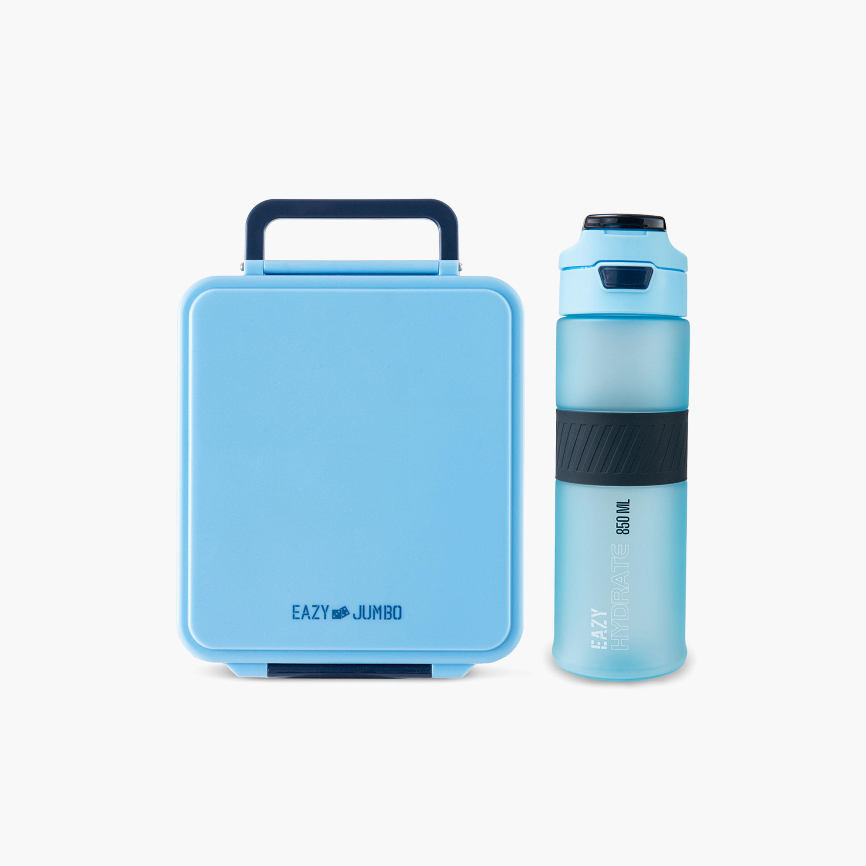 Eazy Kids Jumbo Bento Lunch Box with Steel & Sause Jars Tritan Water Bottle - 850 ml-school-lunchessentials-lunchboxes-image-1