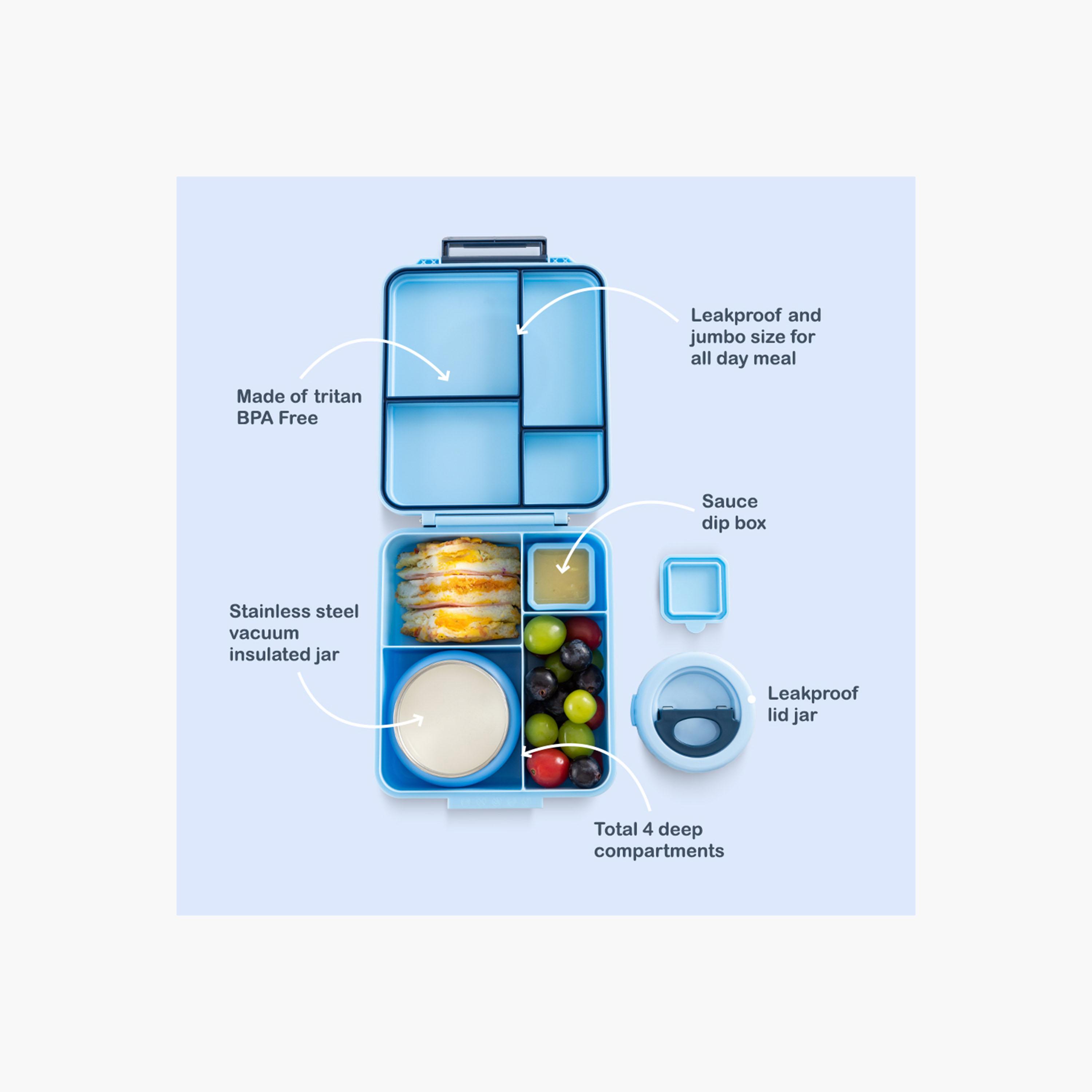Eazy Kids Jumbo Bento Lunch Box with Steel & Sause Jars Tritan Water Bottle - 850 ml-school-lunchessentials-lunchboxes-image-16