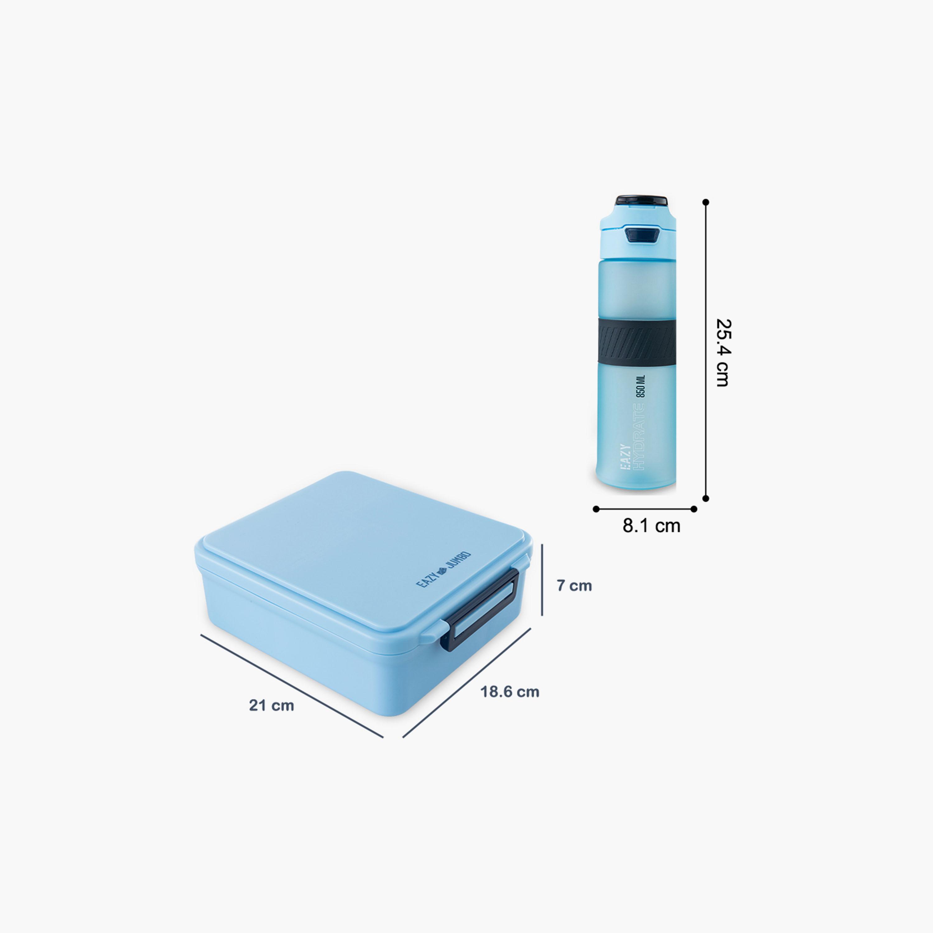 Eazy Kids Jumbo Bento Lunch Box with Steel & Sause Jars Tritan Water Bottle - 850 ml-school-lunchessentials-lunchboxes-image-9