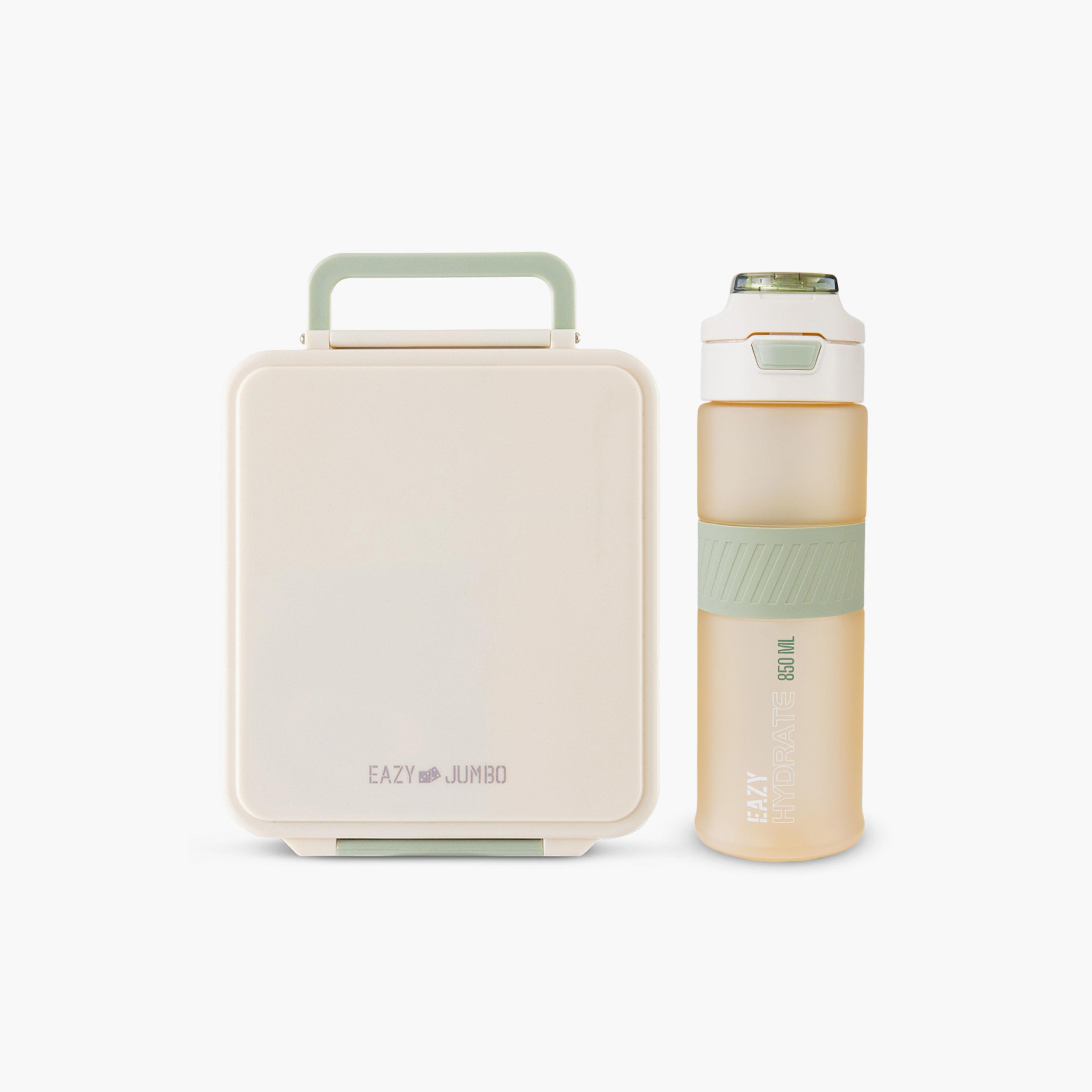 Eazy Kids Jumbo Bento Lunch Box with Steel & Sause Jars Tritan Water Bottle - 850 ml-school-lunchessentials-lunchboxes-image-1
