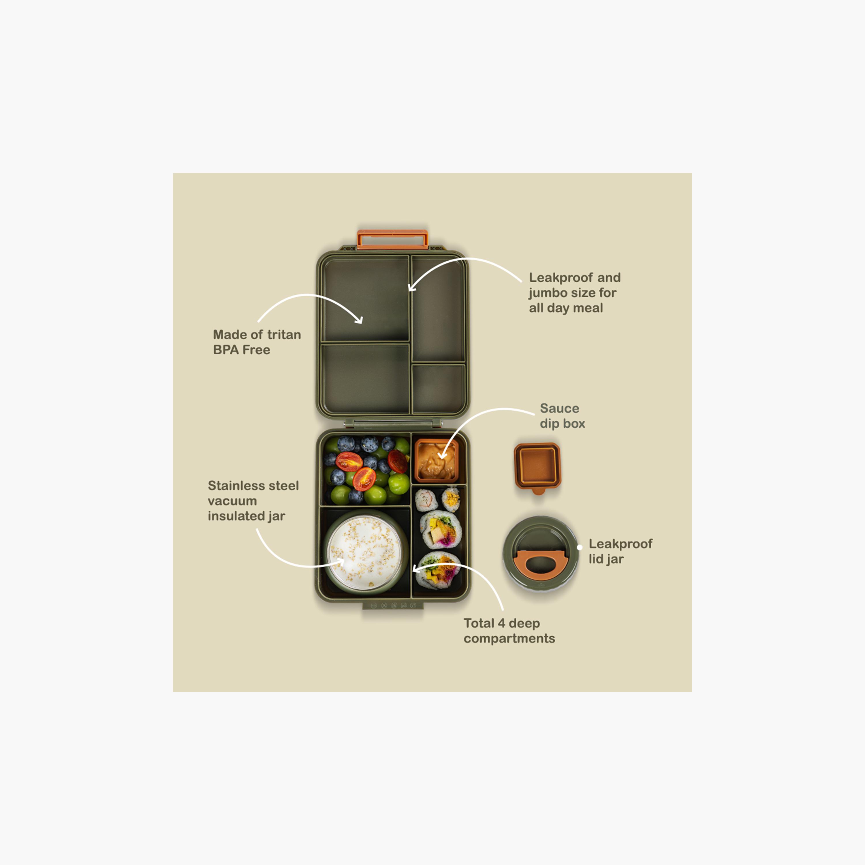 Eazy Kids Jumbo Bento Lunch Box with Storage Jar & Tritan Water Bottle - 850 ml-school-lunchessentials-lunchboxes-image-1