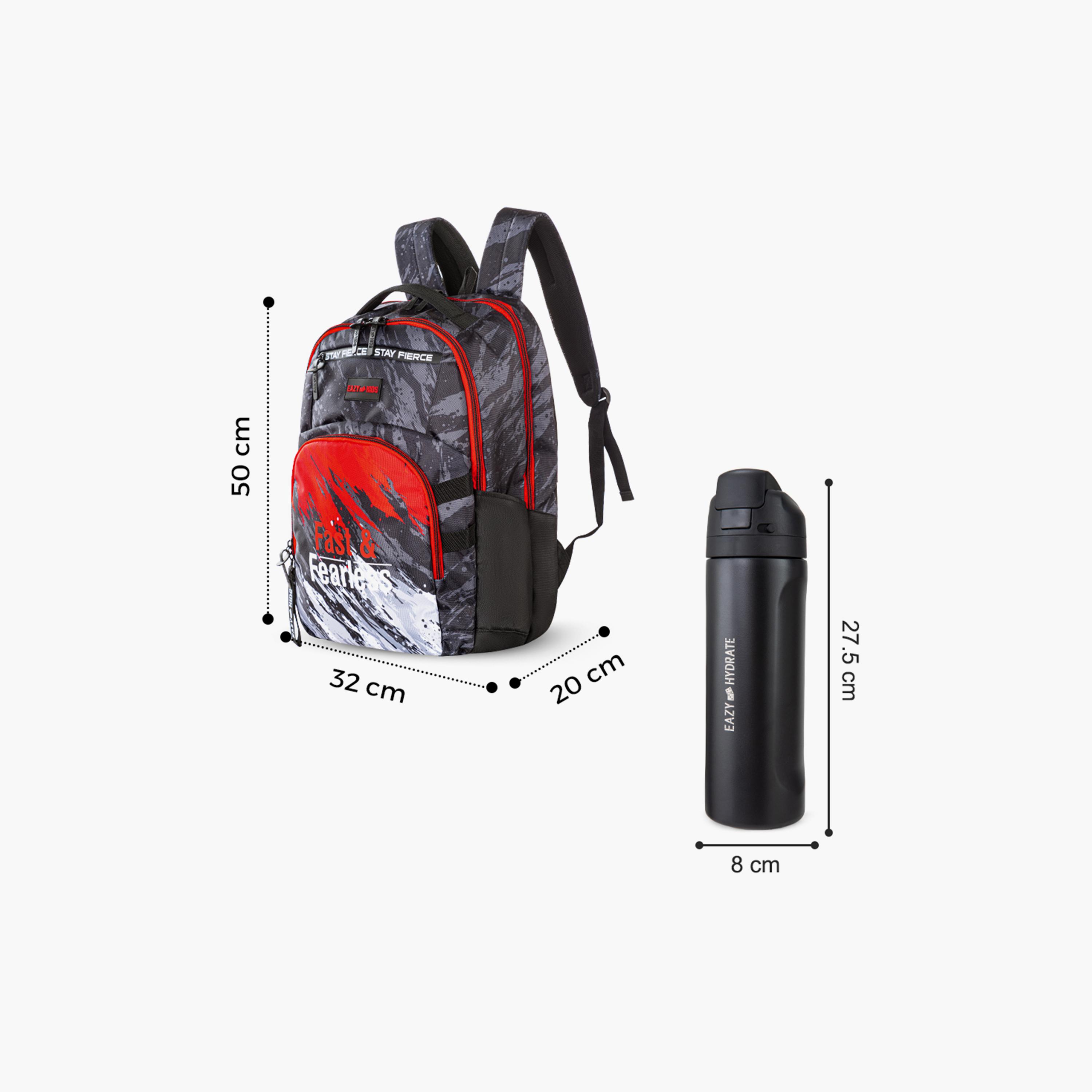 Eazy Kids Fast & Fearless School Bag with 710 ml Stainless Steel Water Bottle - 20 Inch-school-bagsandbackpacks-backpacks-image-6