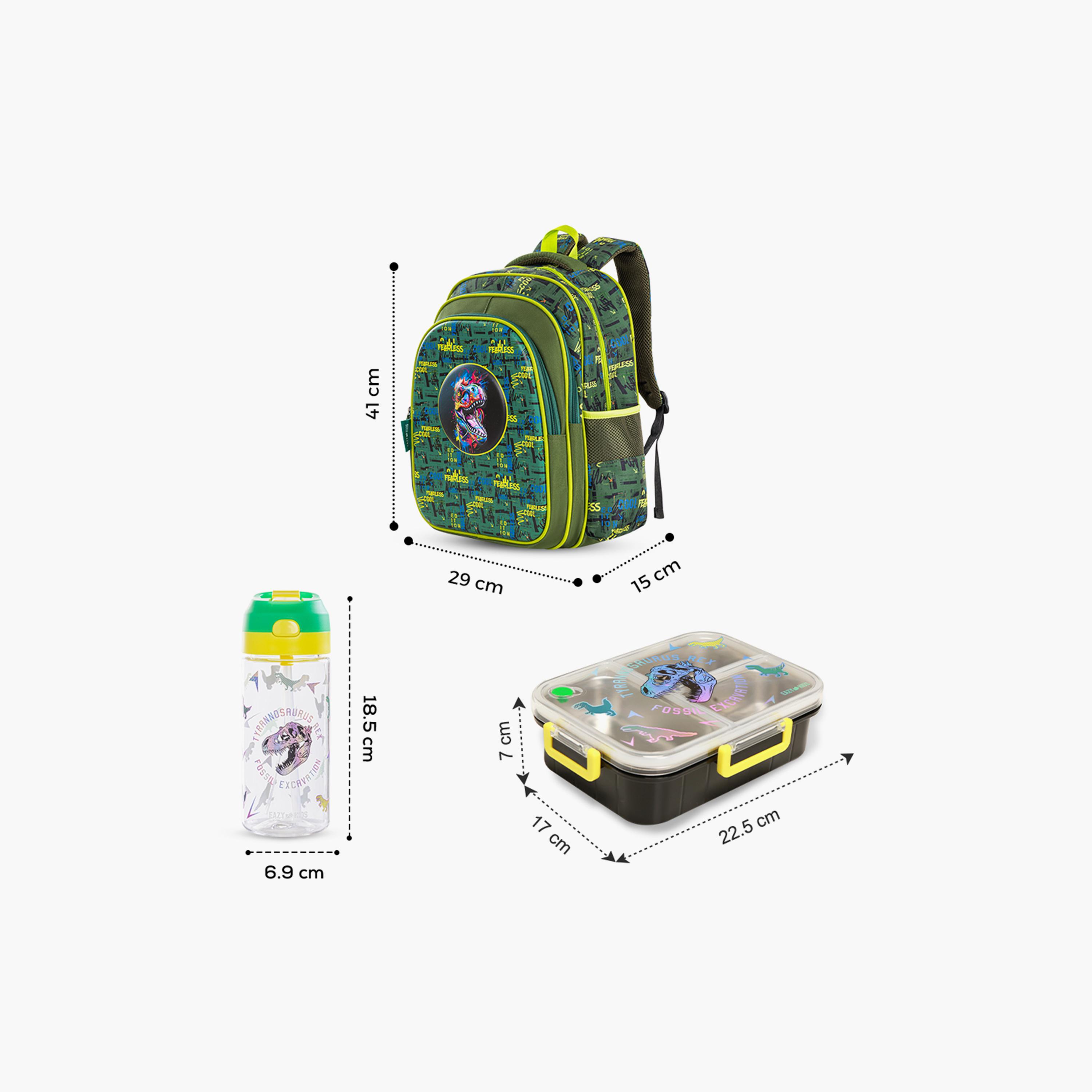 Eazy Kids Dino School Bag & Pencil Case with Bento Lunch Box & Spray Water Bottle-school-bagsandbackpacks-sets-image-6
