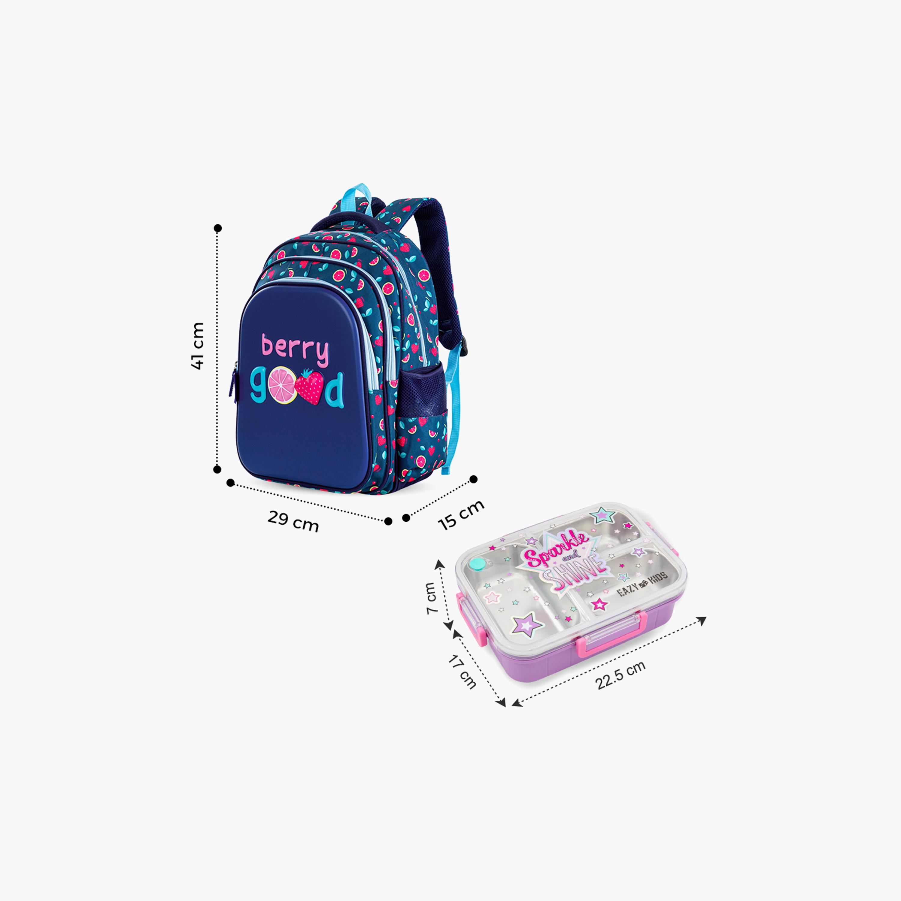 Eazy Kids Berry Good School Bag & Pencil Bag with Stainless Steel Bento Lunch Box-school-bagsandbackpacks-sets-image-5