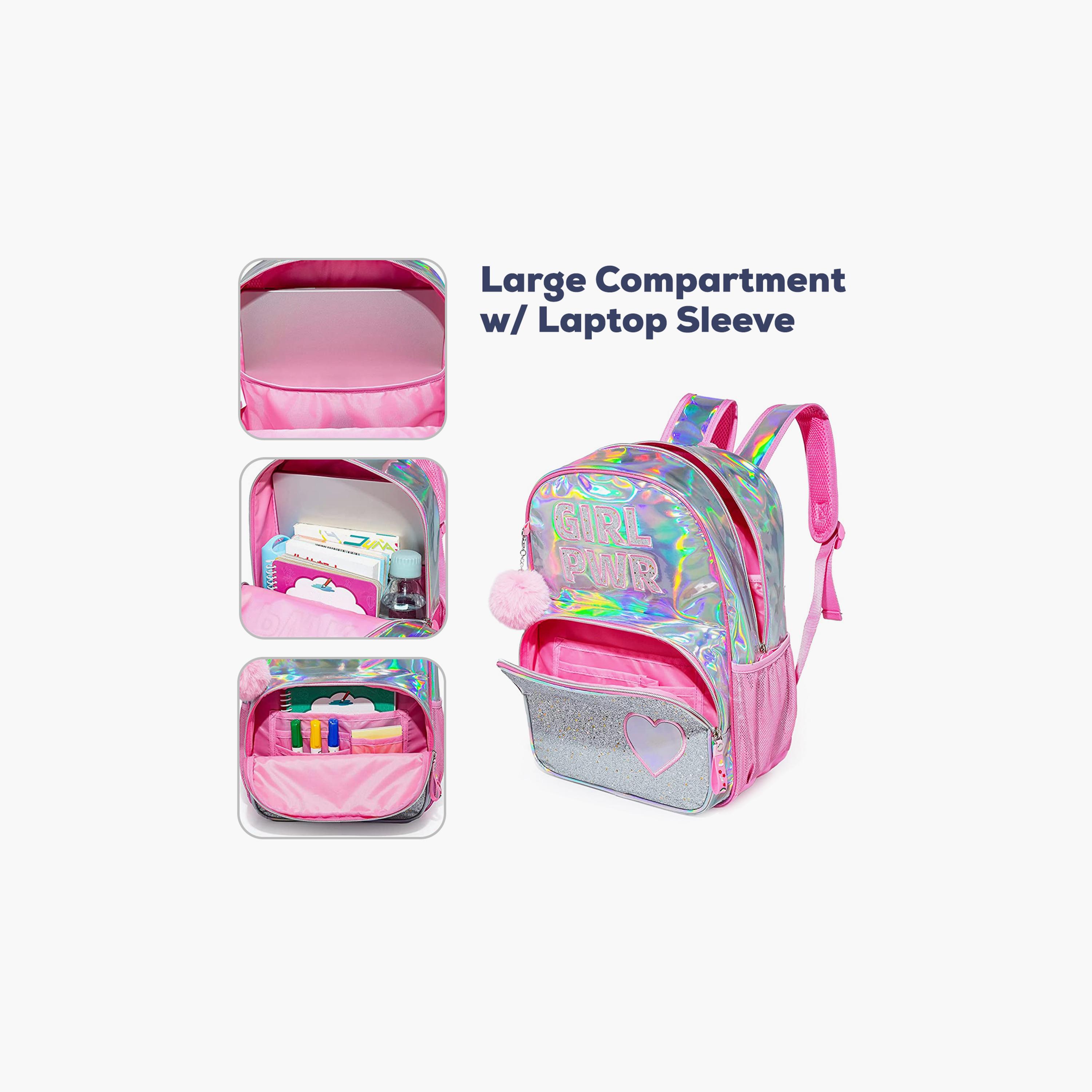 Eazy Kids Girl Power School Bag & Pencil Bag with Lunch Bag & Stainless Steel Water Bottle-school-bagsandbackpacks-sets-image-13