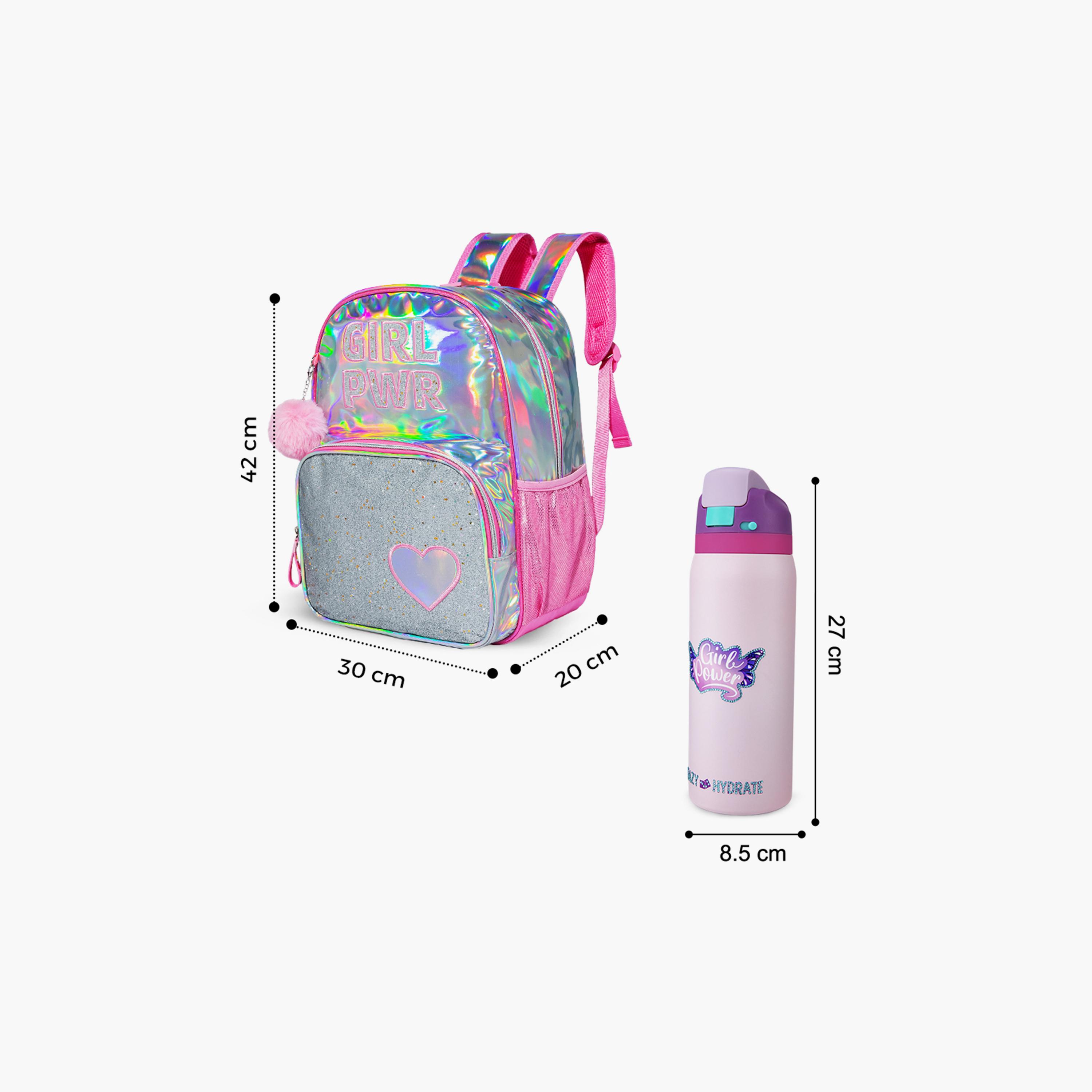Eazy Kids Girl Power School Bag & Pencil Bag with Lunch Bag & Stainless Steel Water Bottle-school-bagsandbackpacks-sets-image-7