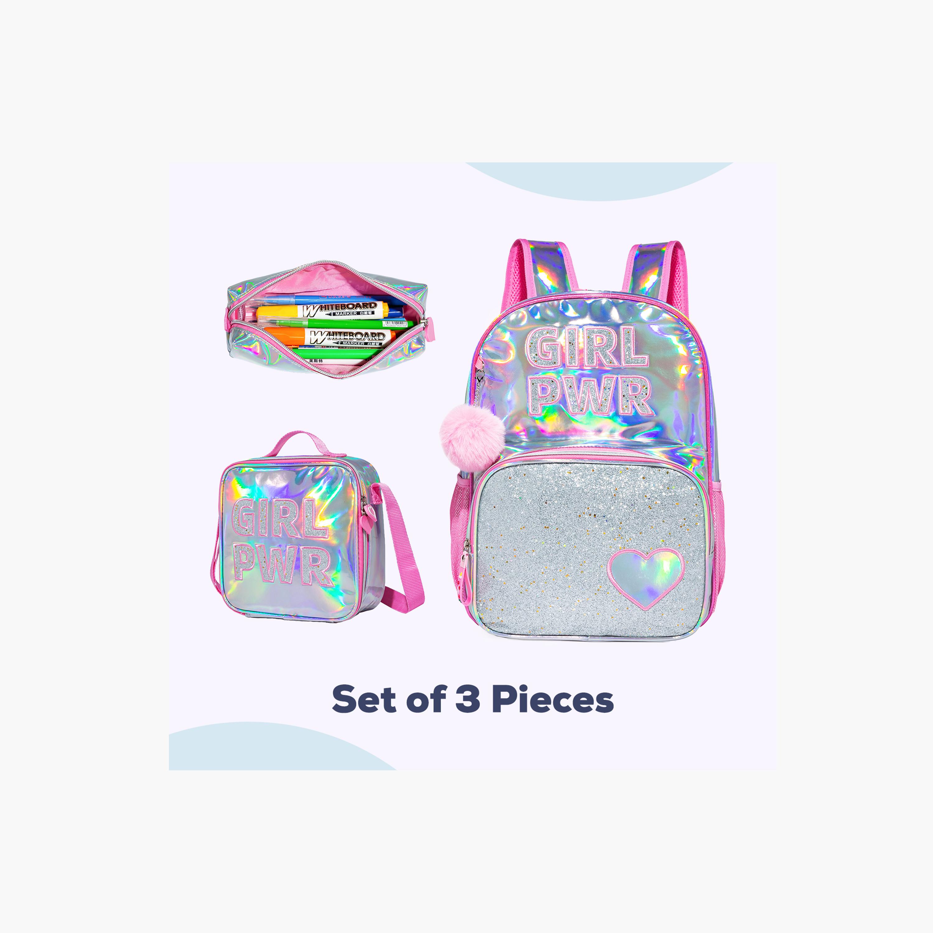 Eazy Kids Girl Power School Bag & Pencil Bag with Lunch Bag & Stainless Steel Water Bottle-school-bagsandbackpacks-sets-image-8