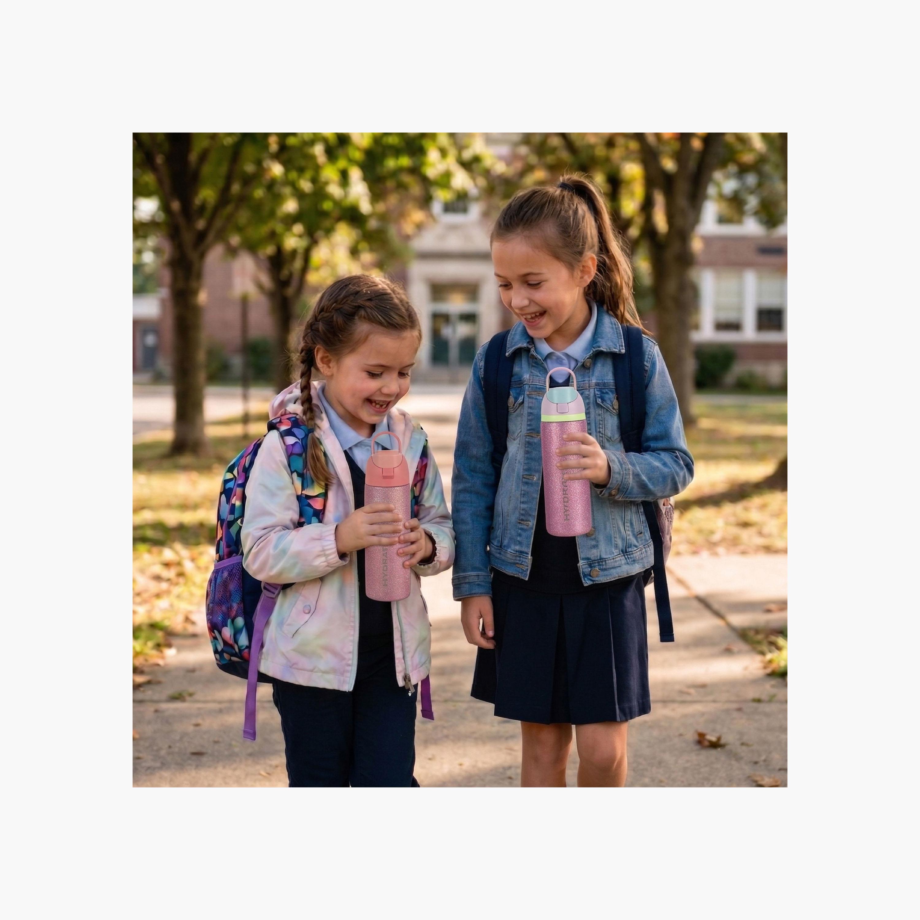 Eazy Kids Girl Power School Bag & Pencil Bag with Lunch Bag & Glitter Stainless Steel Water Bottle-school-bagsandbackpacks-sets-image-3