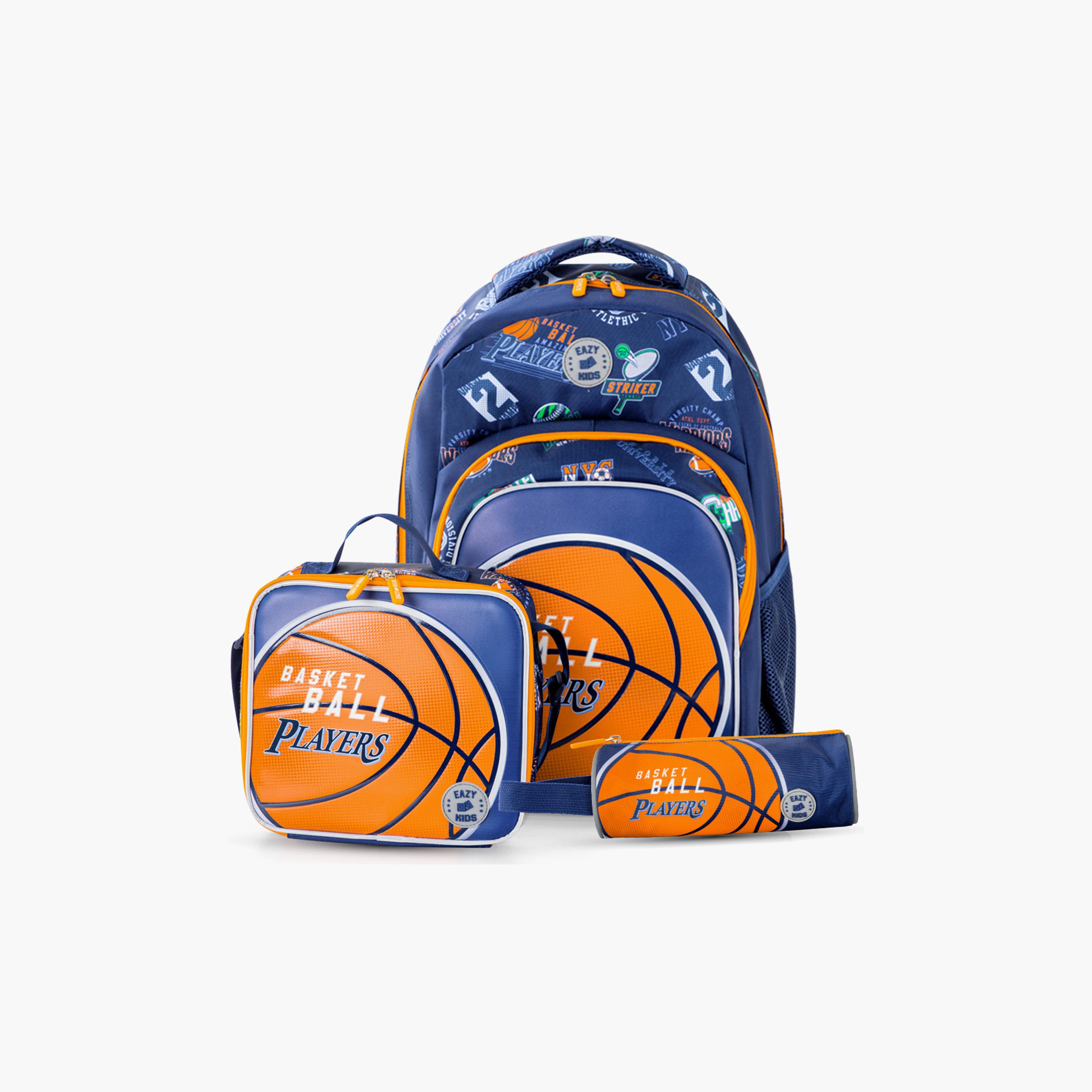 Eazy Kids Basketball School Bag & Pencil Bag with Lunch Bag & Insulated SS Spray Bottle-school-bagsandbackpacks-sets-image-8