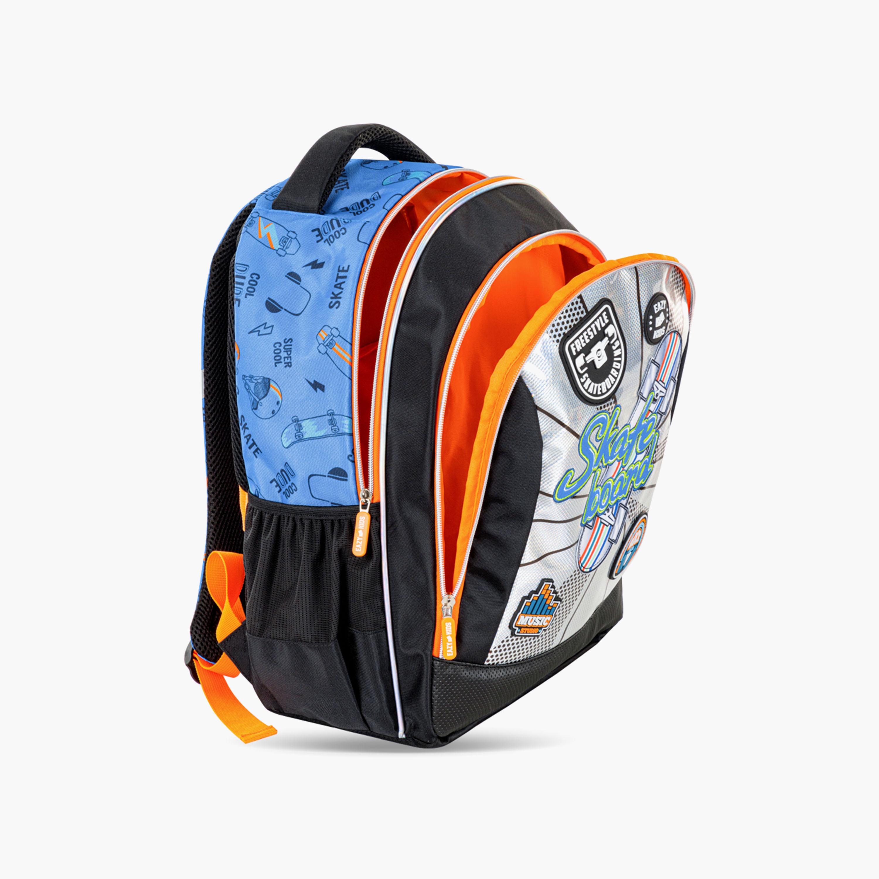 Eazy Kids Skateboard School Bag & Pencil Bag with Lunch Bag & Insulated SS Spray Bottle-school-bagsandbackpacks-sets-image-11