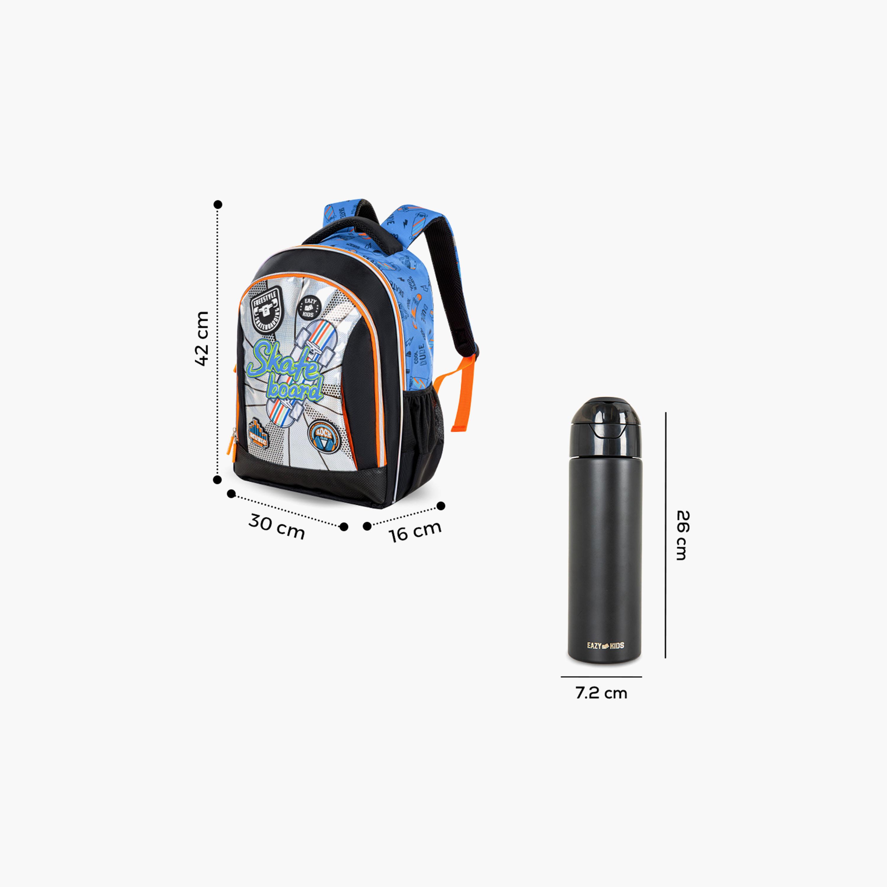 Eazy Kids Skateboard School Bag & Pencil Bag with Lunch Bag & Insulated SS Spray Bottle-school-bagsandbackpacks-sets-image-7