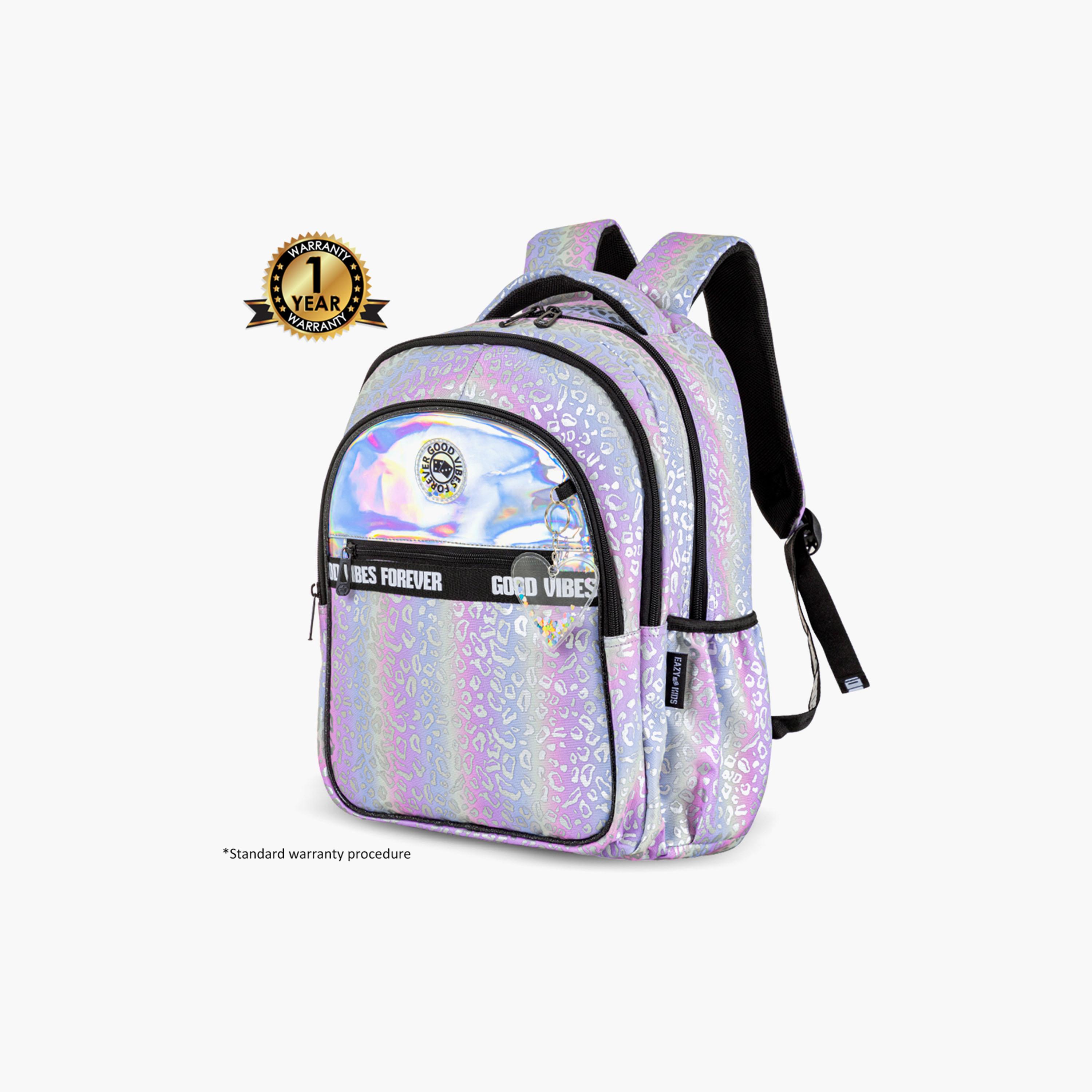 Eazy Kids Good Vibes School Bag & Pencil Bag with Lunch Bag & Insulated Spray Water Bottle-school-bagsandbackpacks-sets-image-11