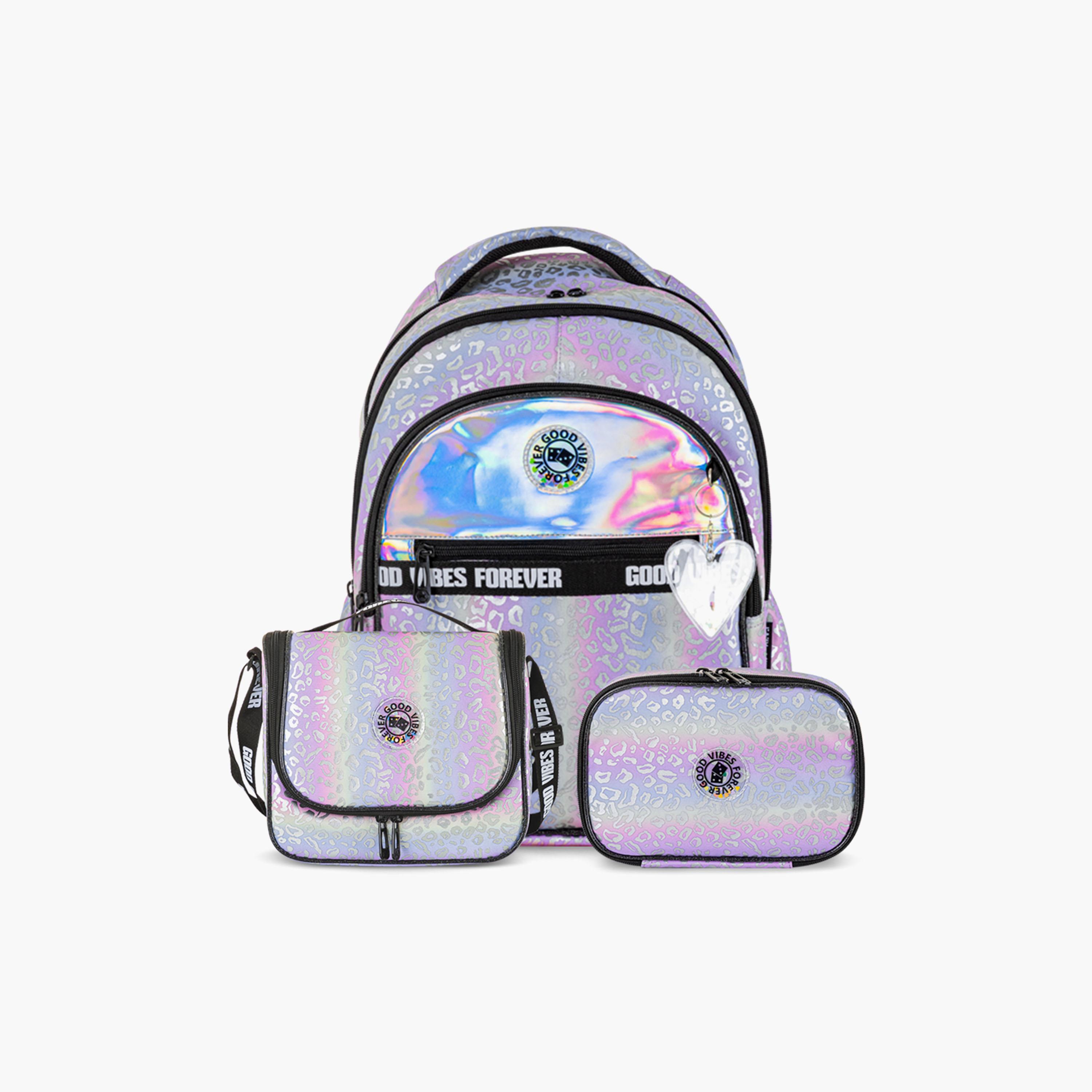 Eazy Kids Good Vibes School Bag & Pencil Bag with Lunch Bag & Insulated Spray Water Bottle-school-bagsandbackpacks-sets-image-8