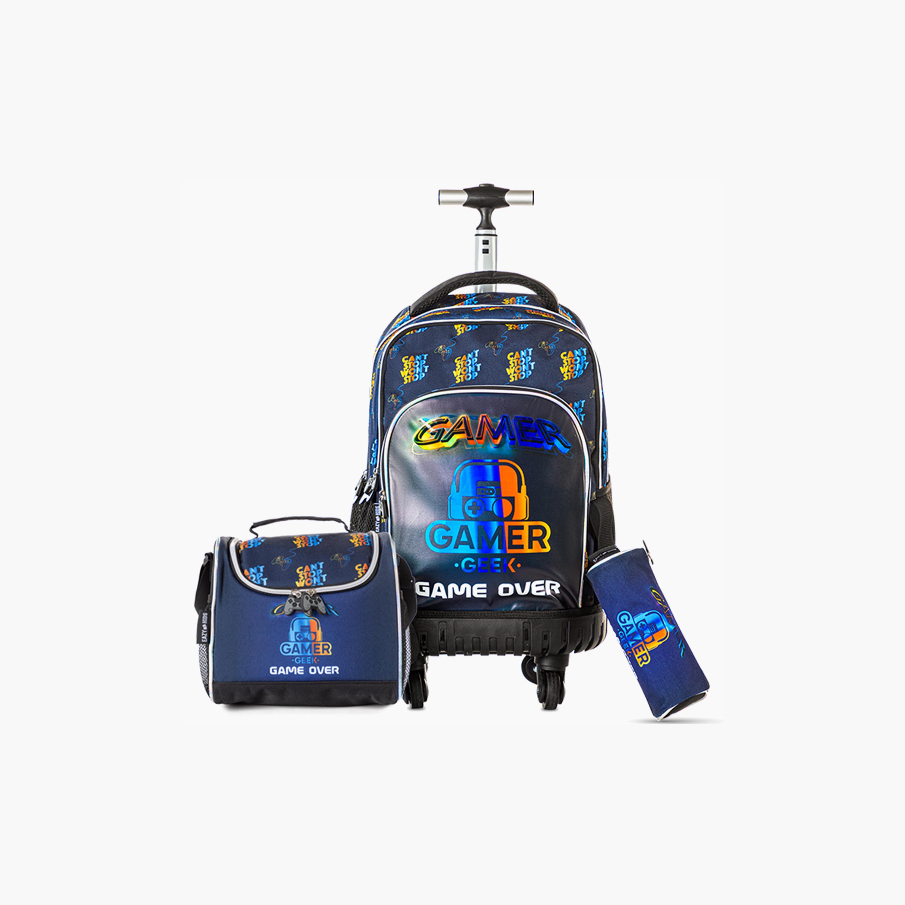 Eazy Kids Trolley School Bag & Pencil Bag & Lunch Bag with Bento Lunch Box & Spray Water Bottle-school-bagsandbackpacks-trolleybags-image-13