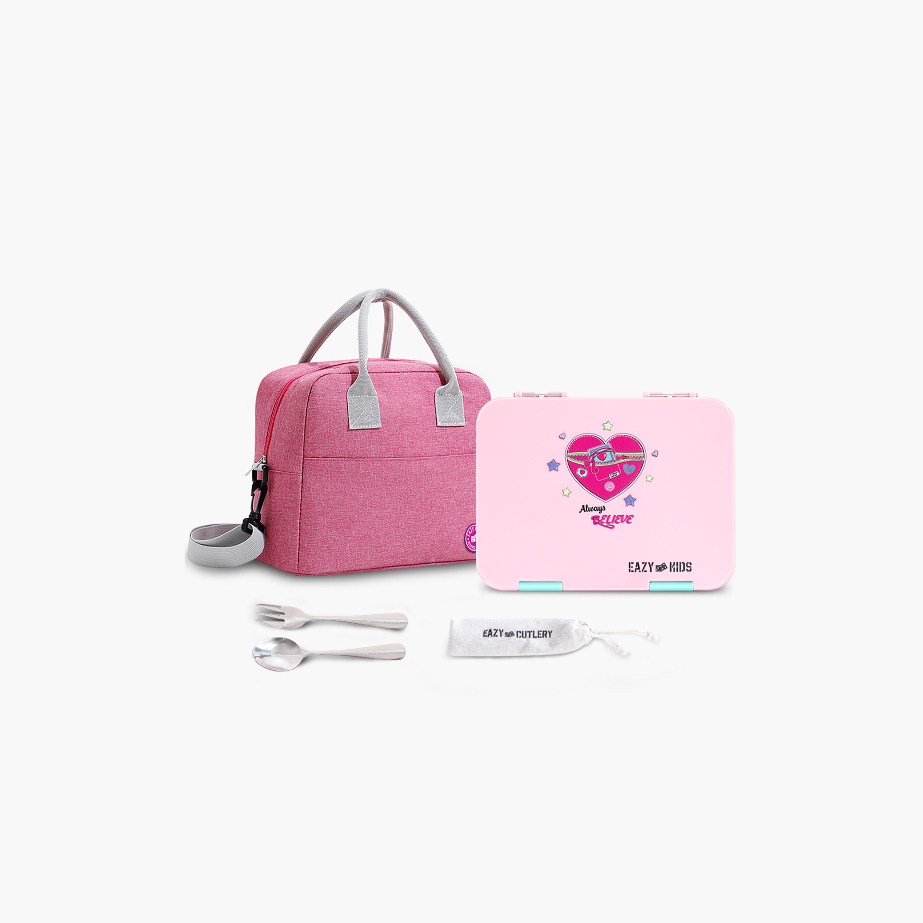 Eazy Kids Convertible Bento Lunch Box with Insulated Lunch Bag & Spoon & Fork-school-lunchessentials-lunchboxes-image-1