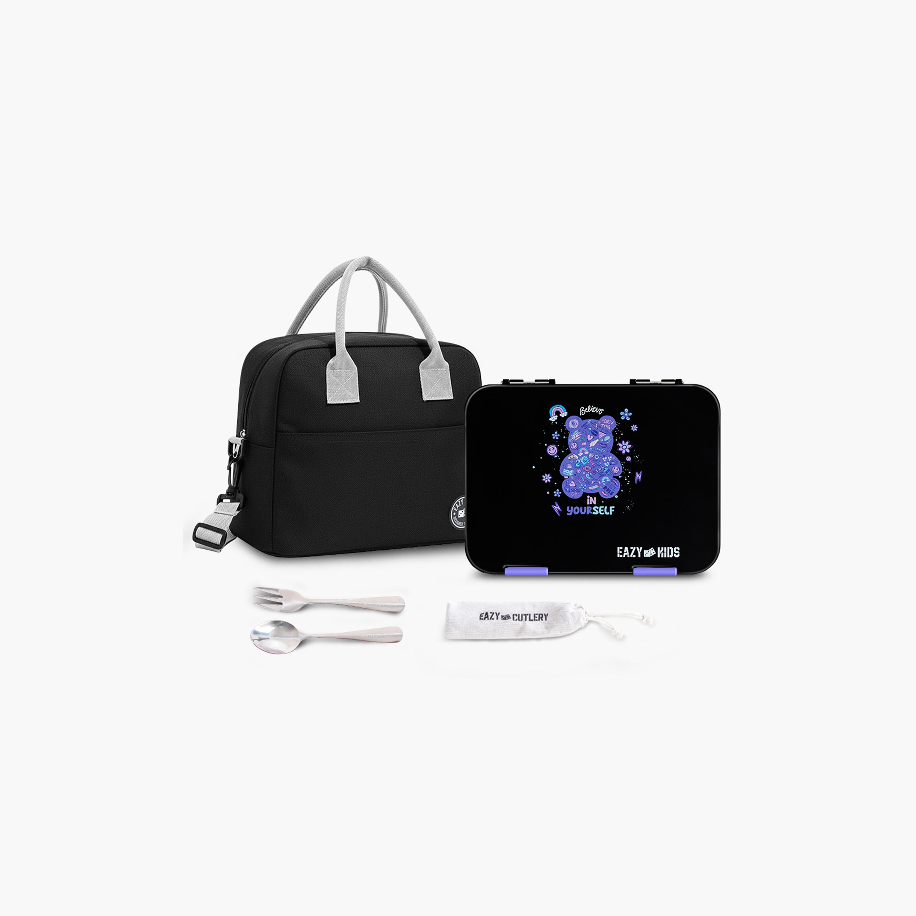 Eazy Kids Convertible Bento Lunch Box with Insulated Lunch Bag & Spoon & Fork-school-lunchessentials-lunchboxes-image-1