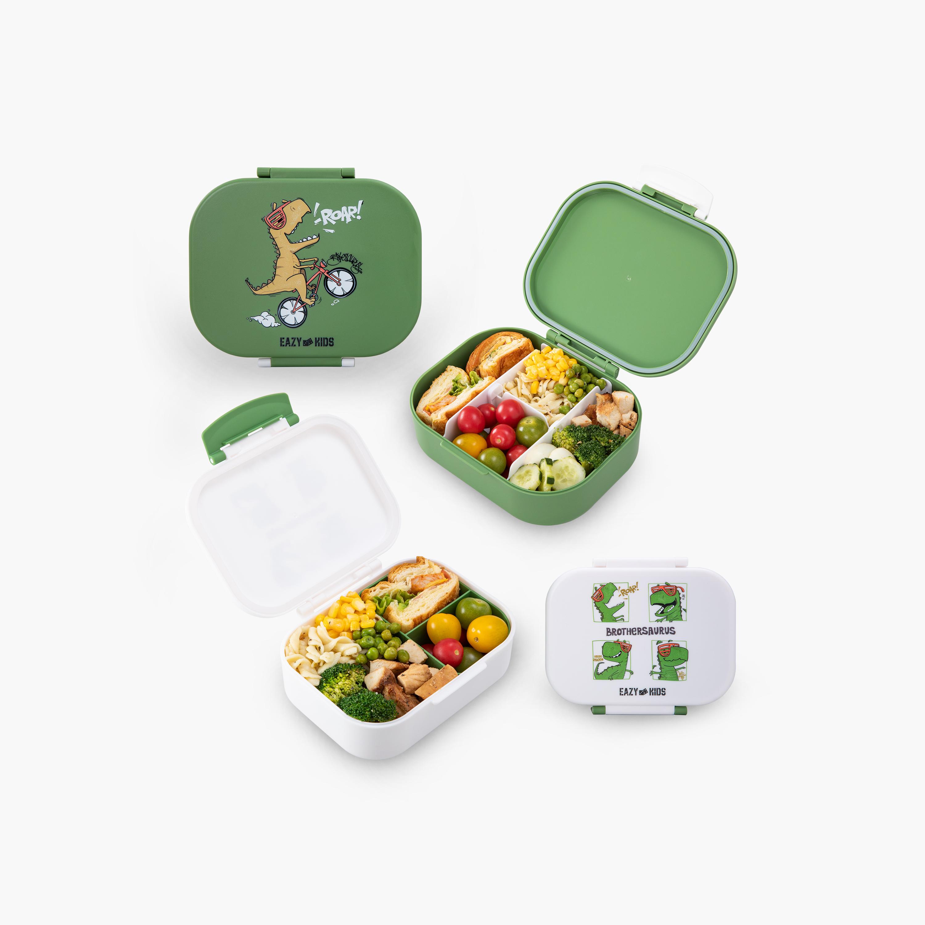 صندوق غداء بينتو قطعتين مع زجاجة مياه ستانلس ستيل من إيزي كيدز - 445 مل-school-lunchessentials-lunchboxes-image-1