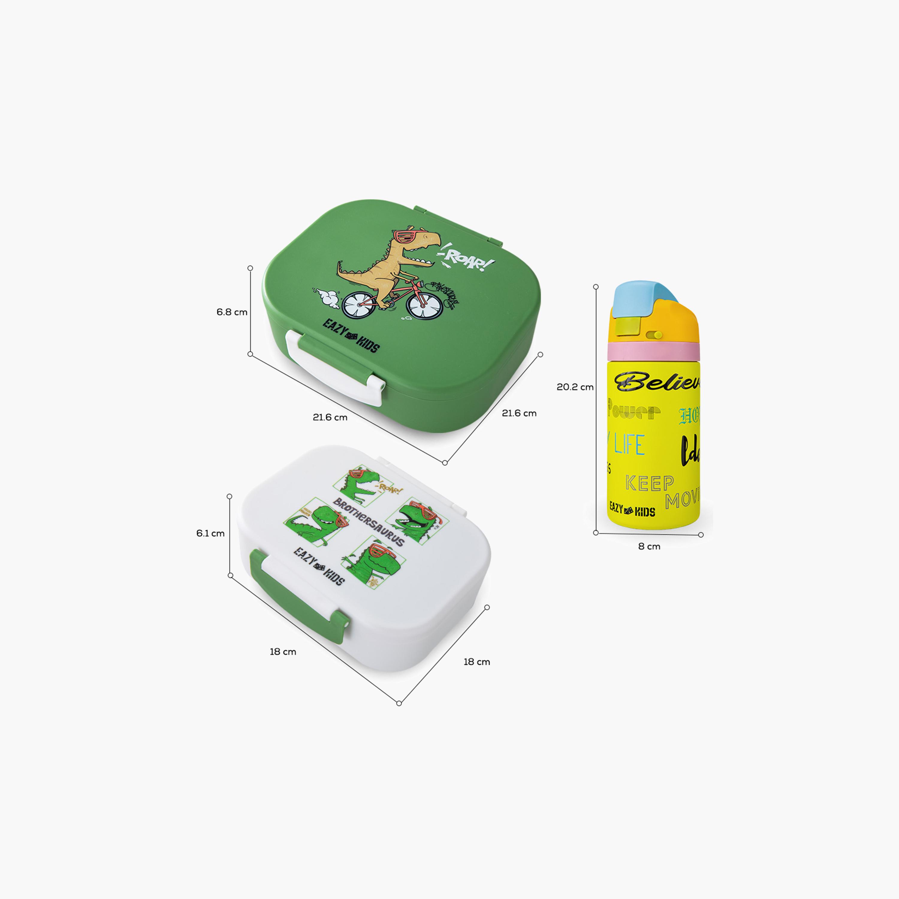 صندوق غداء بينتو قطعتين مع زجاجة مياه ستانلس ستيل من إيزي كيدز - 445 مل-school-lunchessentials-lunchboxes-image-6