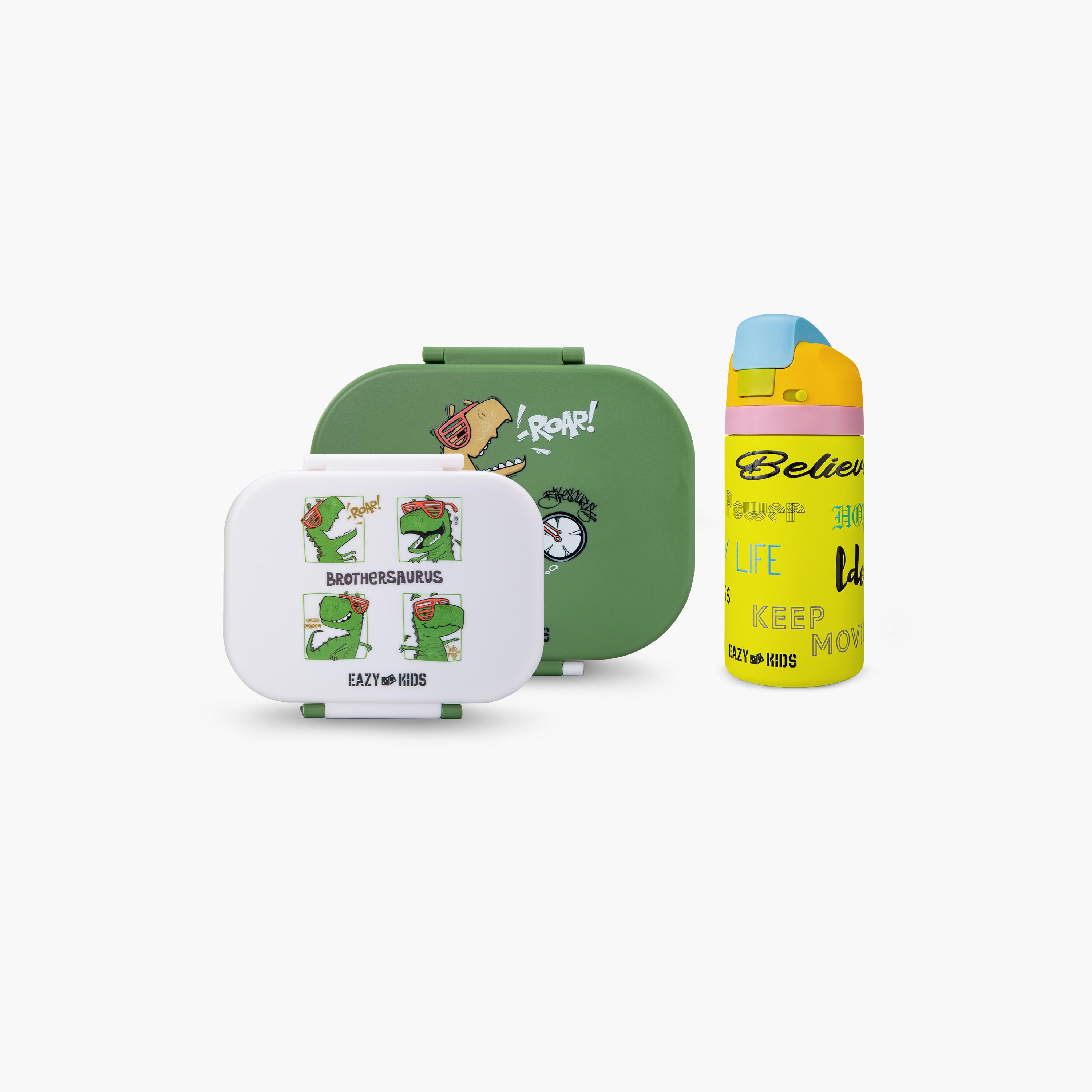 صندوق غداء بينتو قطعتين مع زجاجة مياه ستانلس ستيل من إيزي كيدز - 445 مل-school-lunchessentials-lunchboxes-image-7