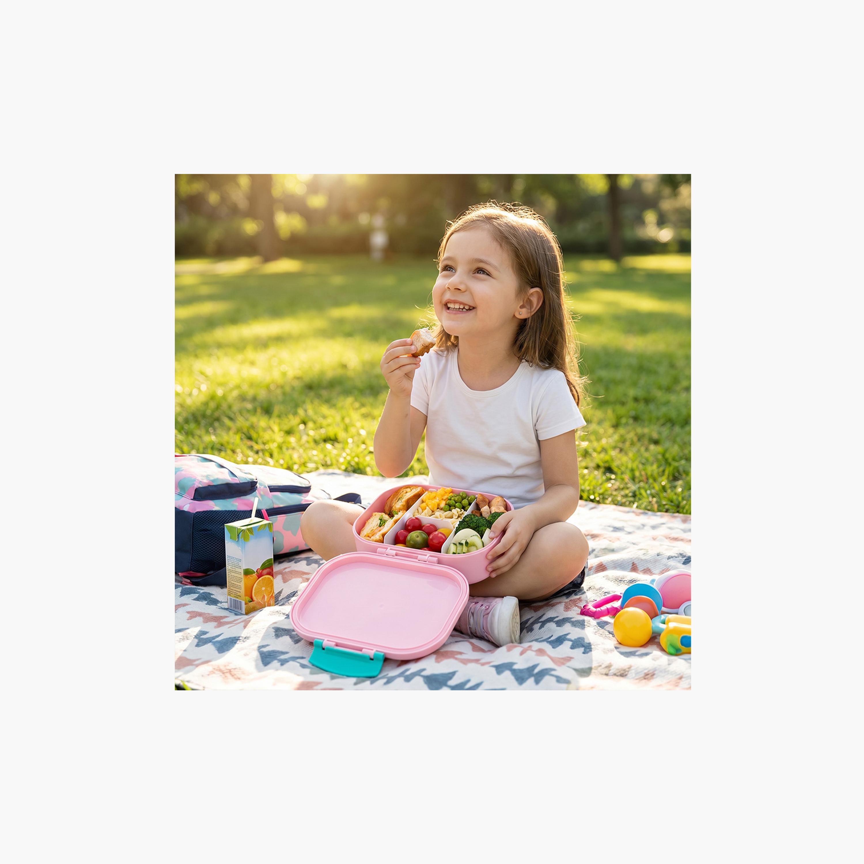 صندوق غداء بينتو قطعتين مع زجاجة مياه ستانلس ستيل من إيزي كيدز - 445 مل-school-lunchessentials-lunchboxes-image-4