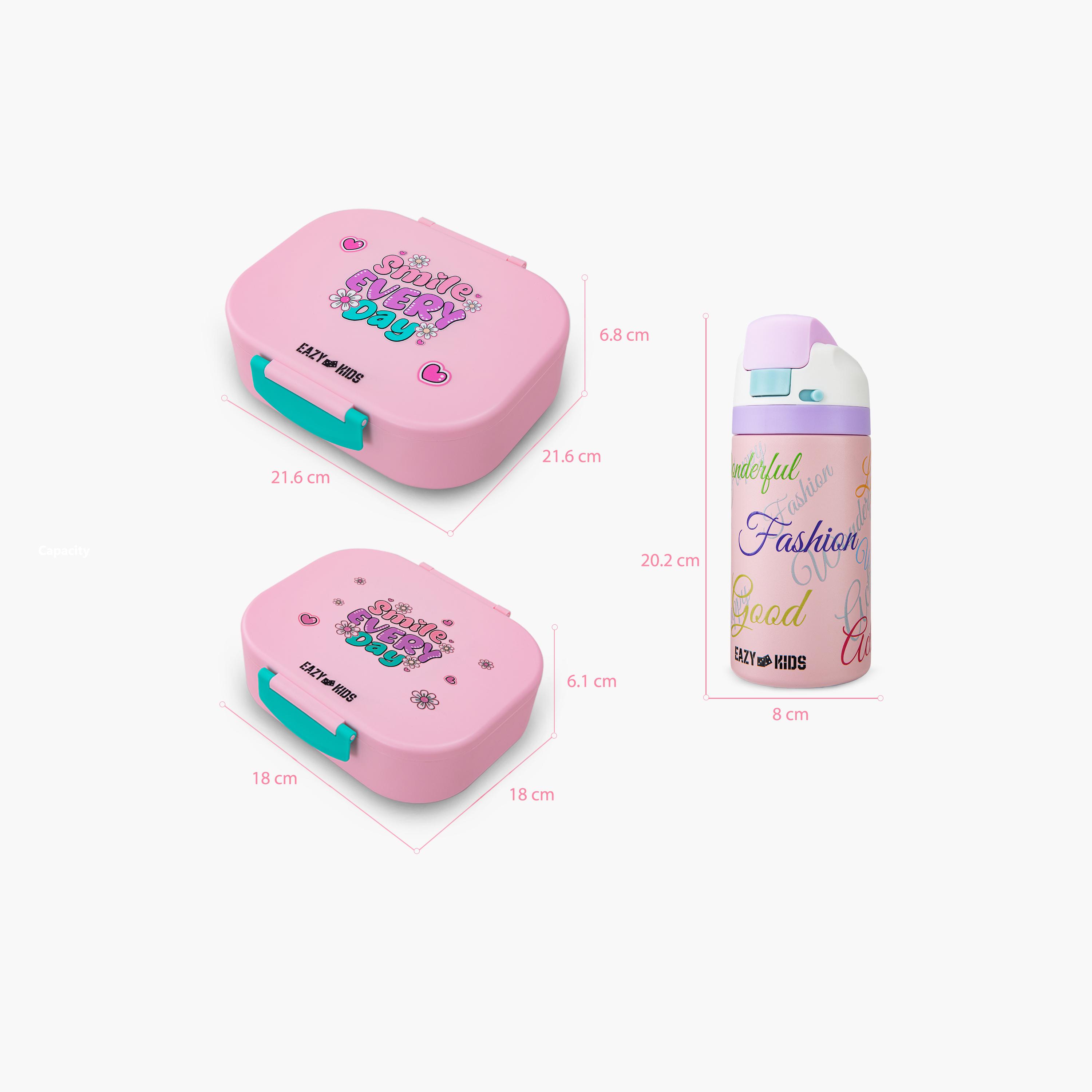 صندوق غداء بينتو قطعتين مع زجاجة مياه ستانلس ستيل من إيزي كيدز - 445 مل-school-lunchessentials-lunchboxes-image-6