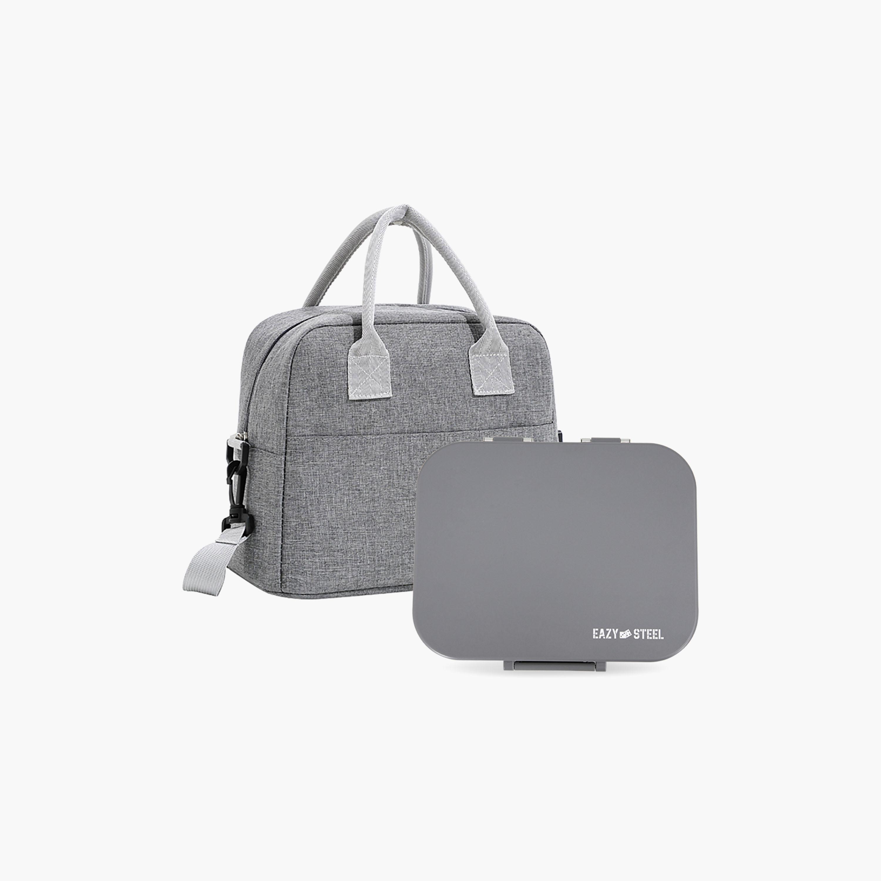 صندوق غداء ستانلس ستيل بريميوم مع حقيبة غداء عازلة للحرارة من إيزي كيدز-school-lunchessentials-lunchboxes-image-1