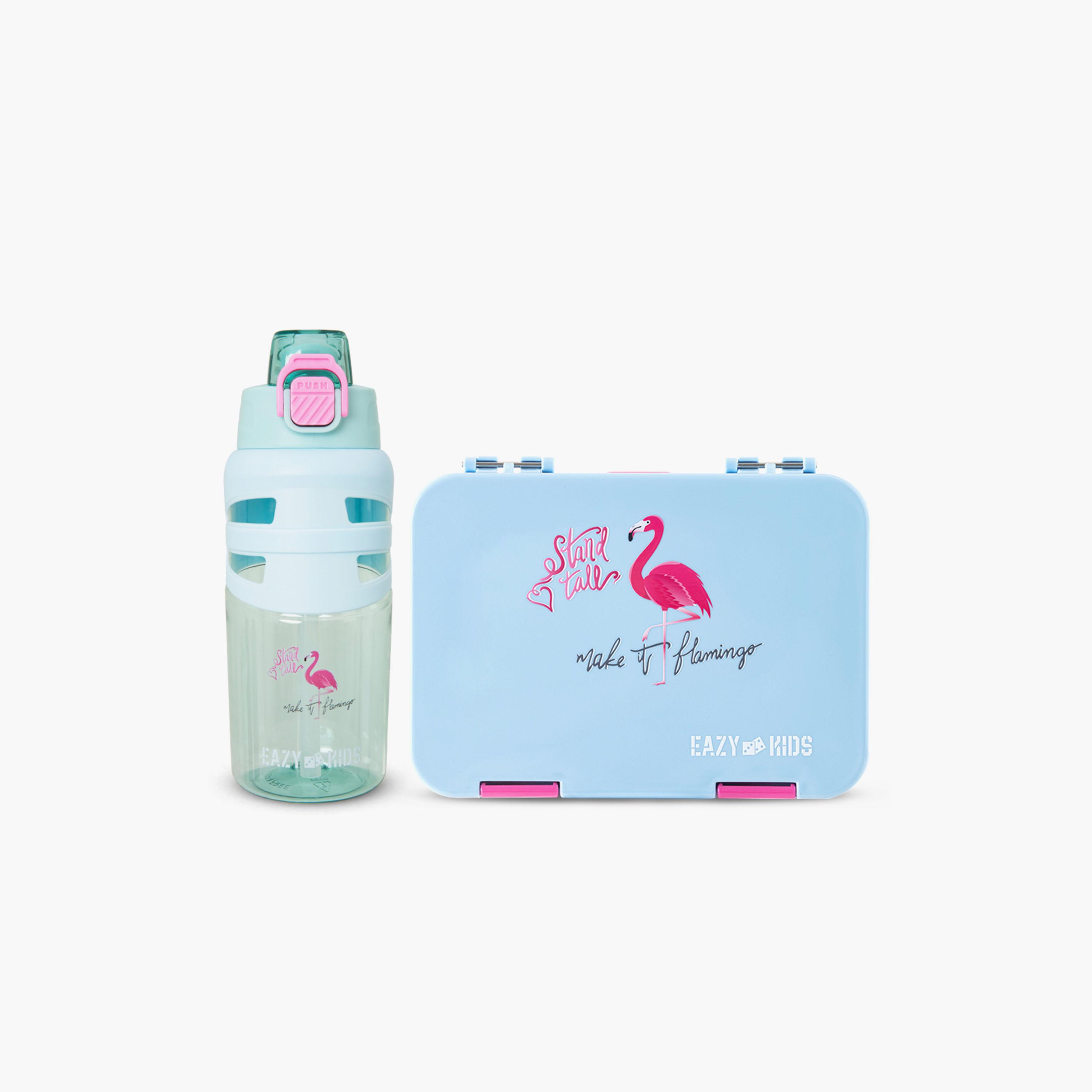 صندوق غداء بينتو بـ 4 أقسام مع زجاجة مياه بغطاء قلاب من إيزي كيدز - 750 مل-school-lunchessentials-lunchboxes-image-1