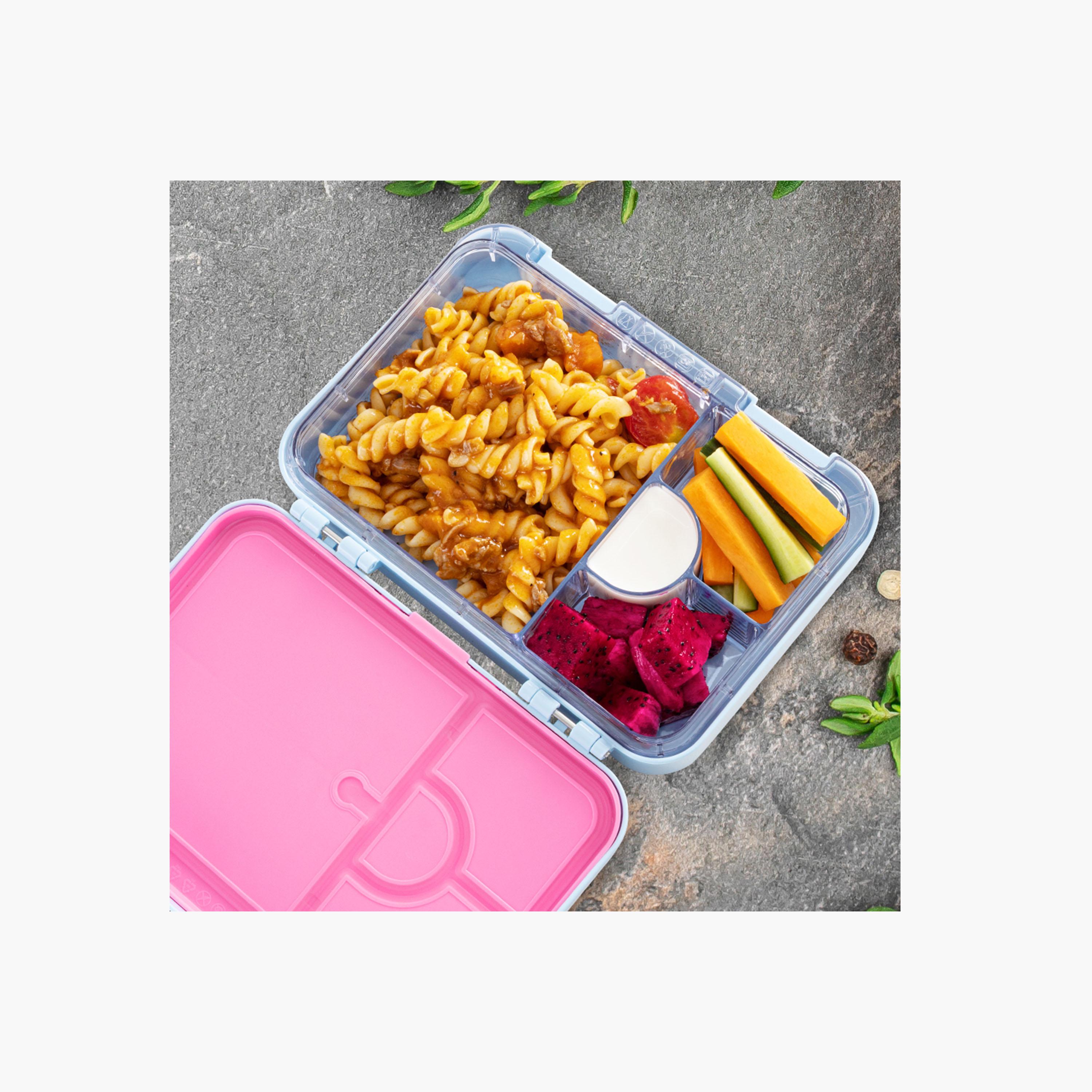 صندوق غداء بينتو بـ 4 أقسام مع زجاجة مياه بغطاء قلاب من إيزي كيدز - 750 مل-school-lunchessentials-lunchboxes-image-2