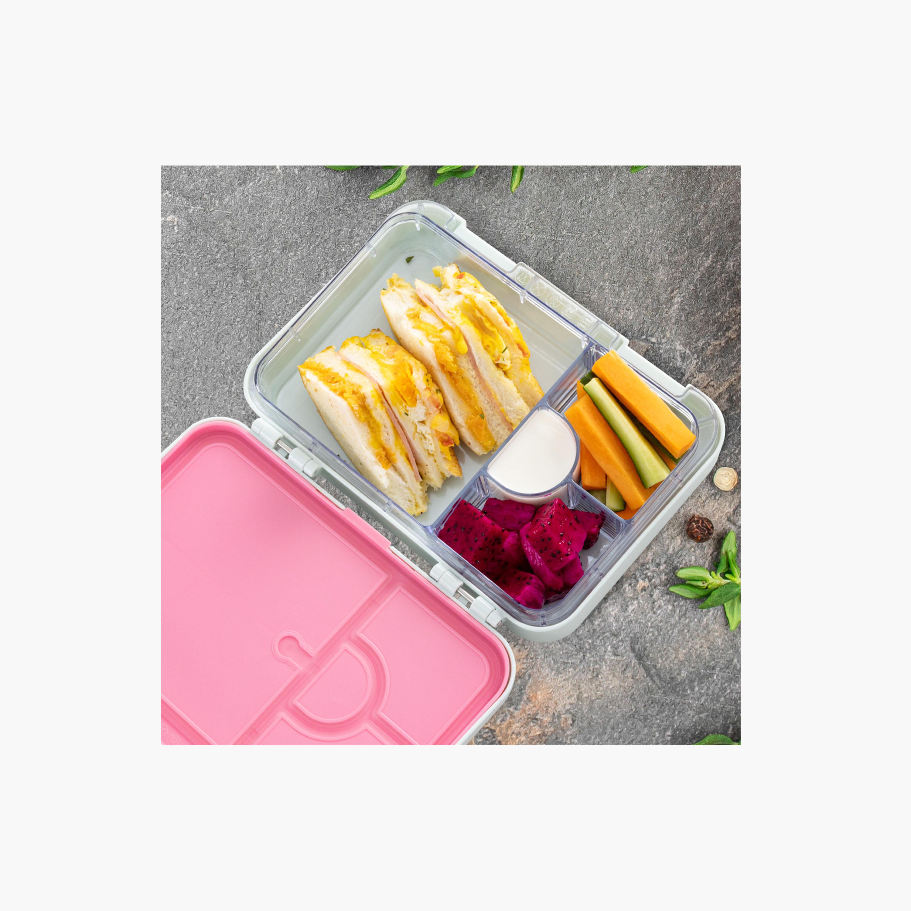 صندوق غداء بينتو بـ 4 أقسام مع زجاجة مياه بغطاء قلاب من إيزي كيدز - 750 مل-school-lunchessentials-lunchboxes-image-15