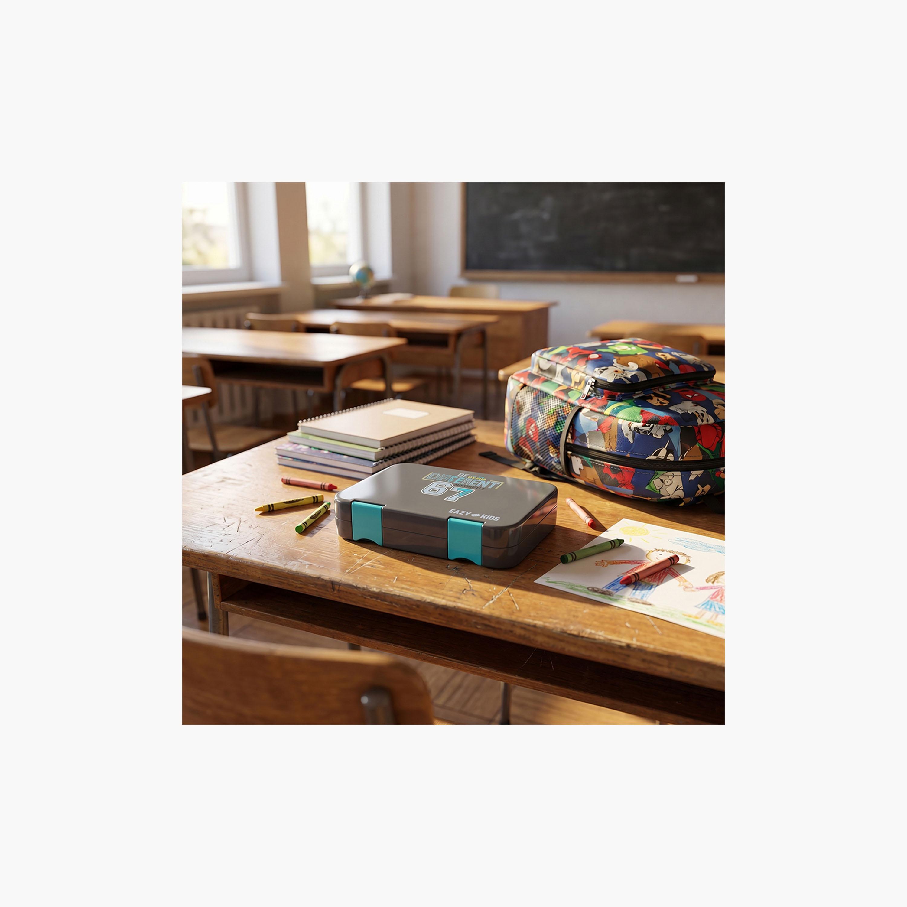 Eazy Kids 4 Compartment Bento Lunch Box with Insulated Lunch Bag & Water Bottle - 750 ml-school-lunchessentials-lunchboxes-image-9