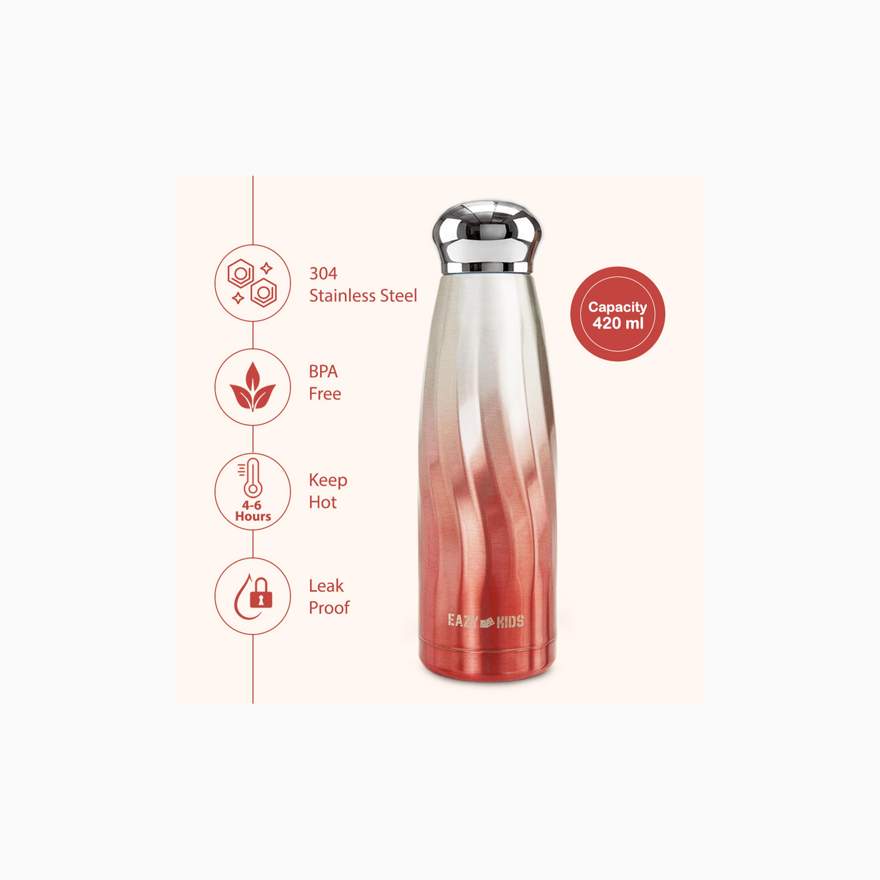 Eazy Kids Double Walled Stainless Steel Water Bottle - 420 ml-school-waterbottles-image-4