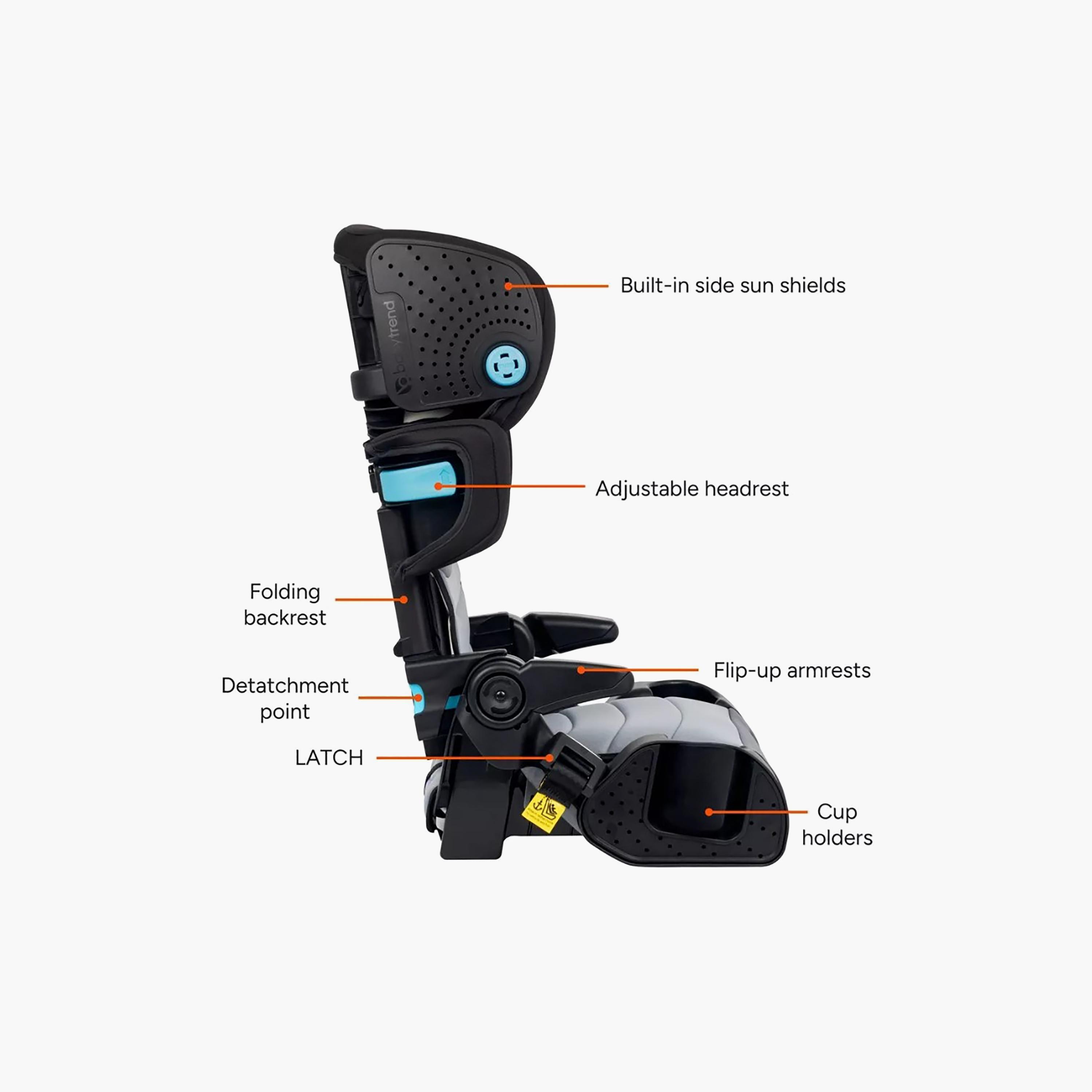 Baby Trend Koa Slim High Back Booster Car Seat with Side Sun Visors and Latch-baby-gear-carseats-image-8