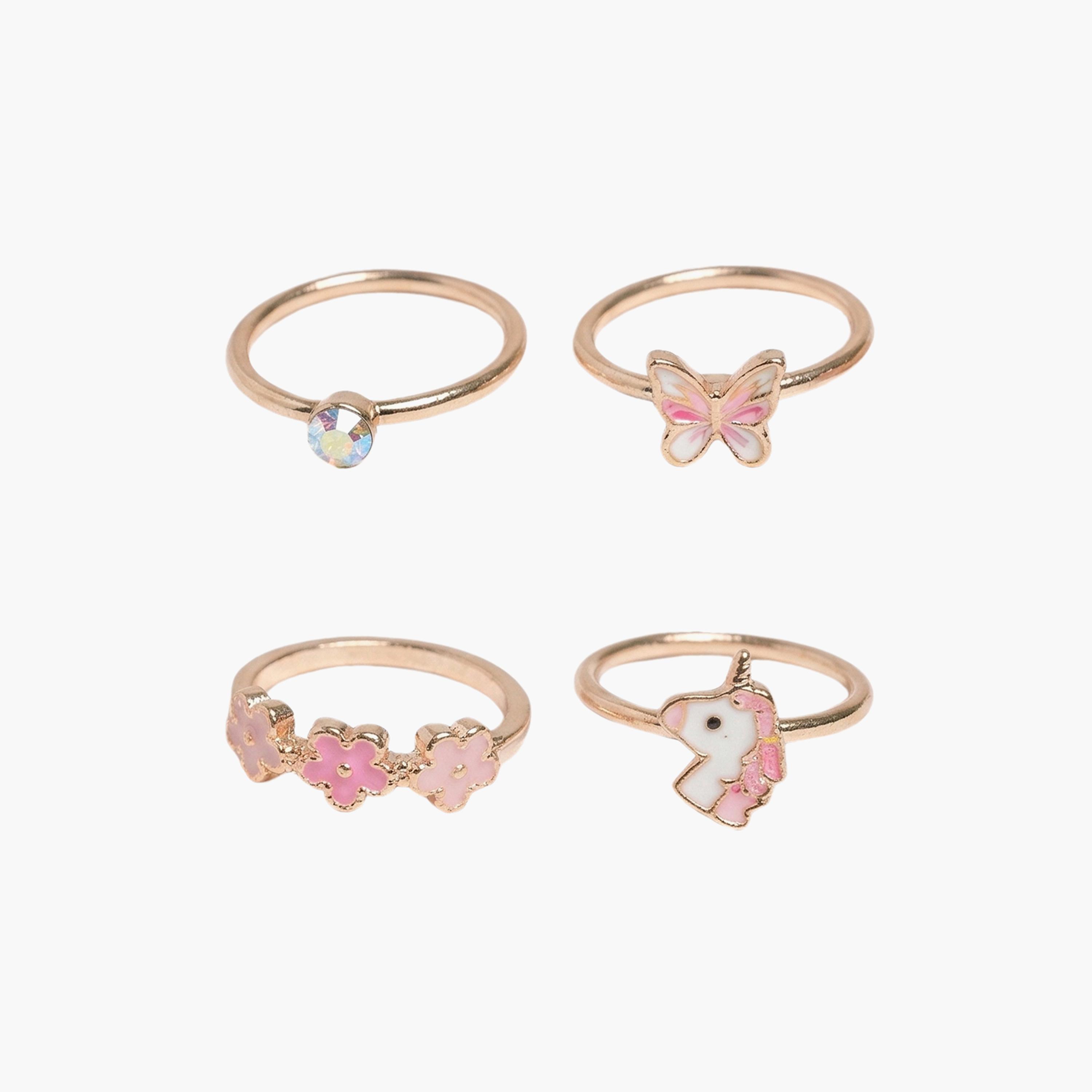 مجموعة خواتم مزينة ومزخرفة مكونة من 4 قطع من ليتل لاكشريز-girls-accessories-jewellery-image-1