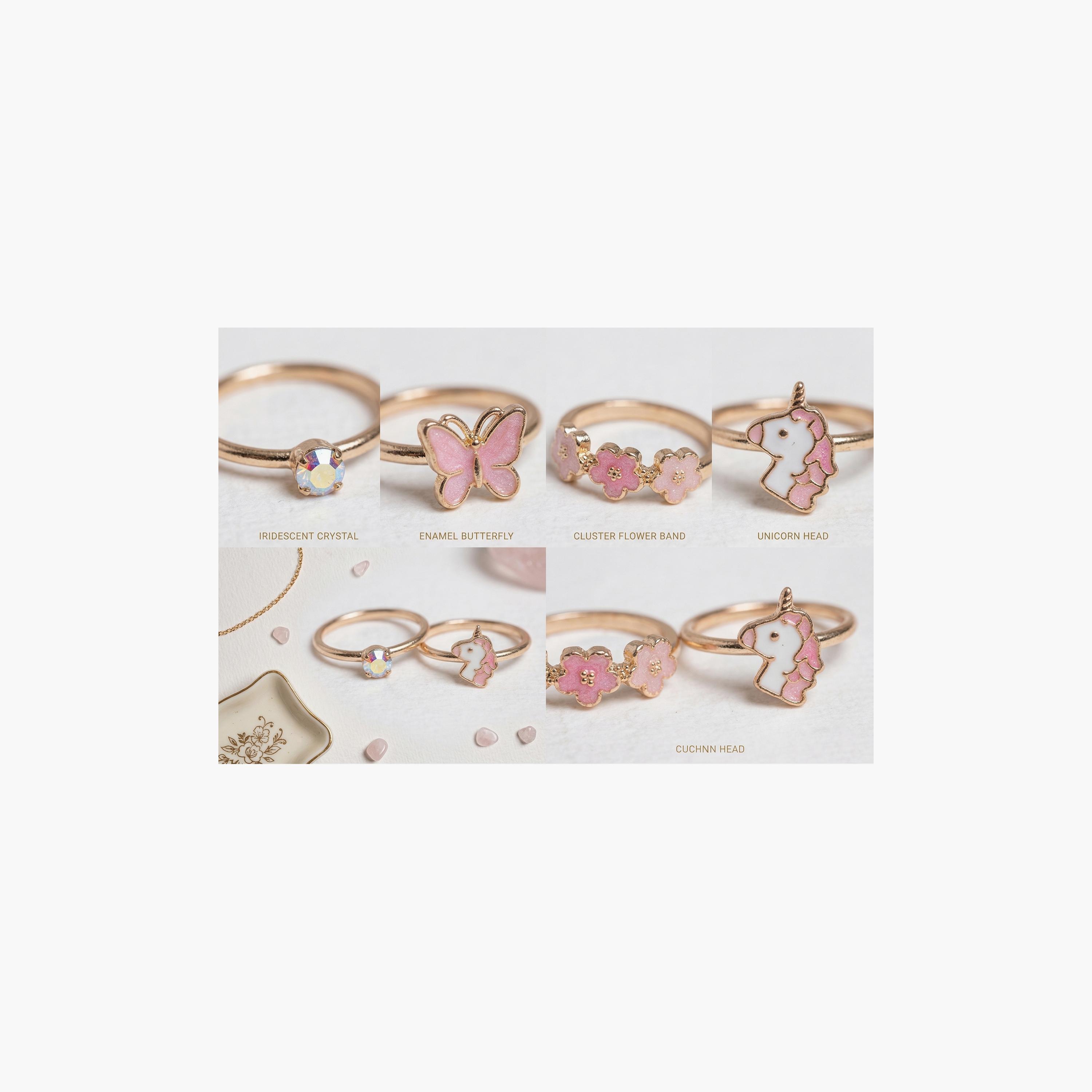 مجموعة خواتم مزينة ومزخرفة مكونة من 4 قطع من ليتل لاكشريز-girls-accessories-jewellery-image-3