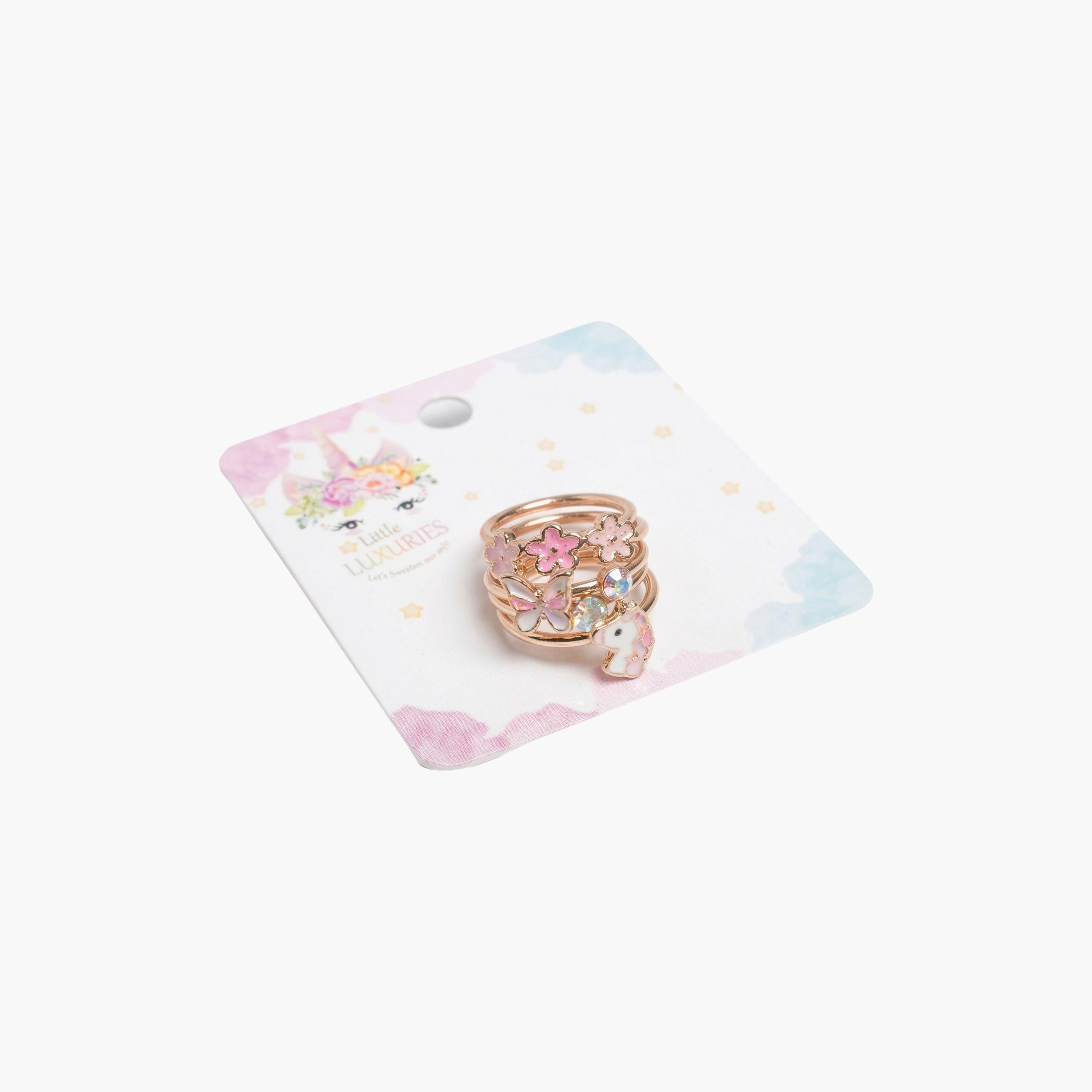 مجموعة خواتم مزينة ومزخرفة مكونة من 4 قطع من ليتل لاكشريز-girls-accessories-jewellery-image-5