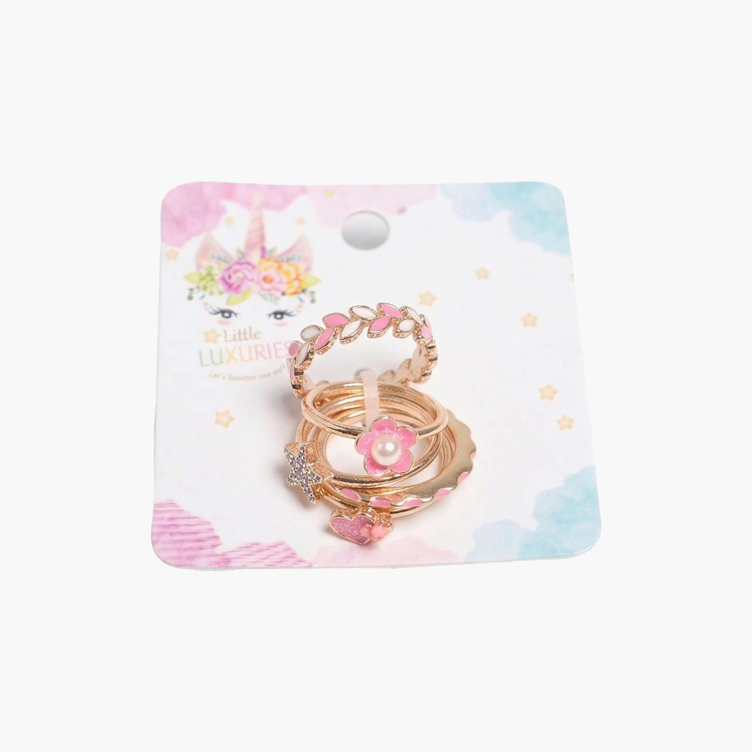 مجموعة خواتم مزينة ومزخرفة مكونة من 5 قطع من ليتل لاكشريز-girls-accessories-jewellery-image-4